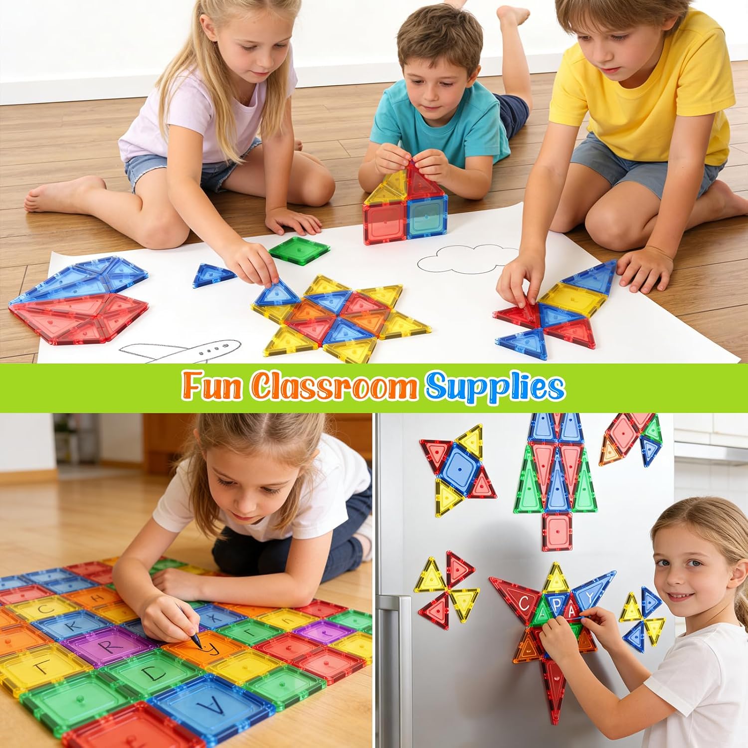 Detalle de Coodoo Magnetic Tiles Starter Set (40 Pieces) for Toddlers and Kids