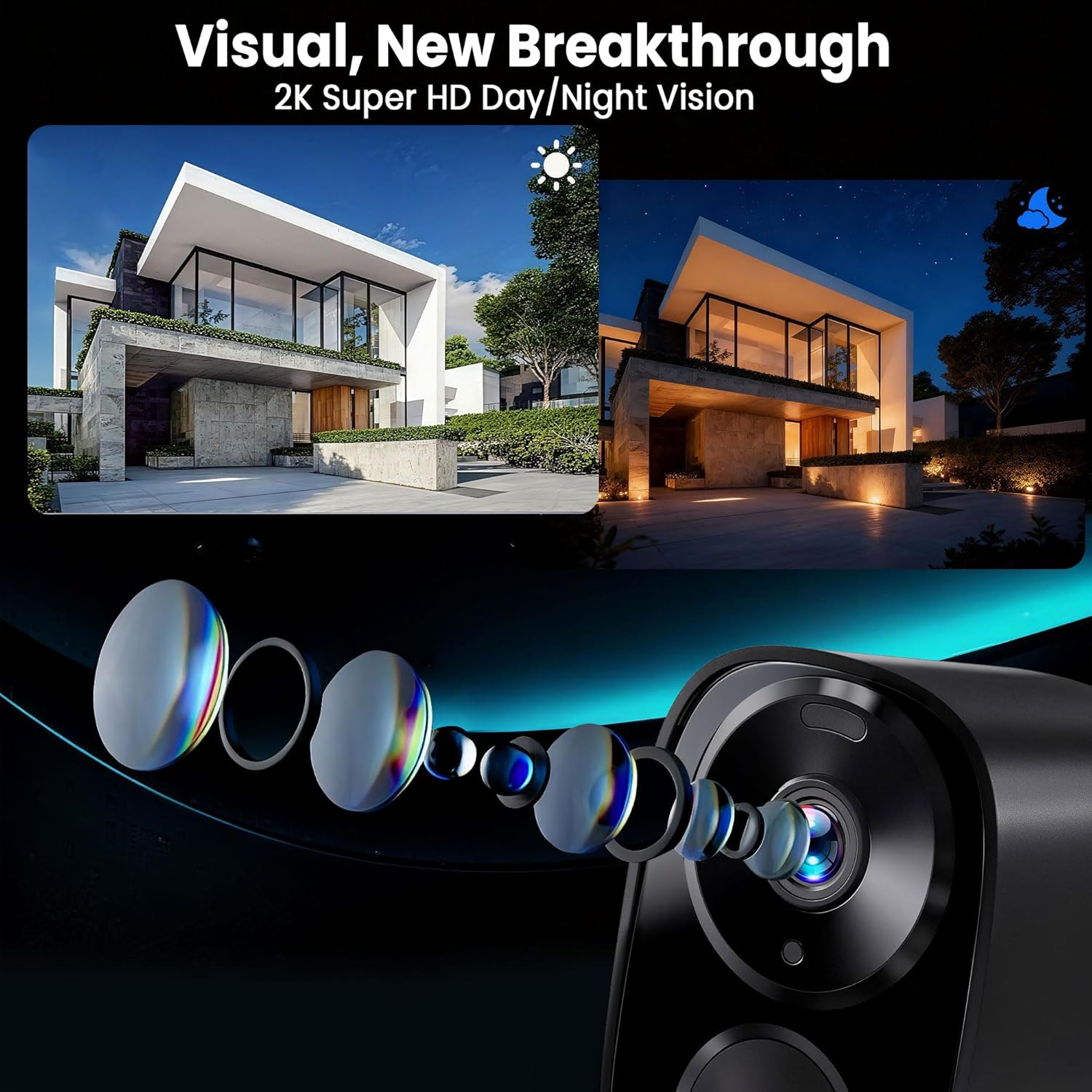 Thumbnail 1 de 2026 Upgraded 2K Wireless Outdoor Security Cameras (2-Pack) with Color Night Vision, Battery Power, and Free Cloud/Local Storage