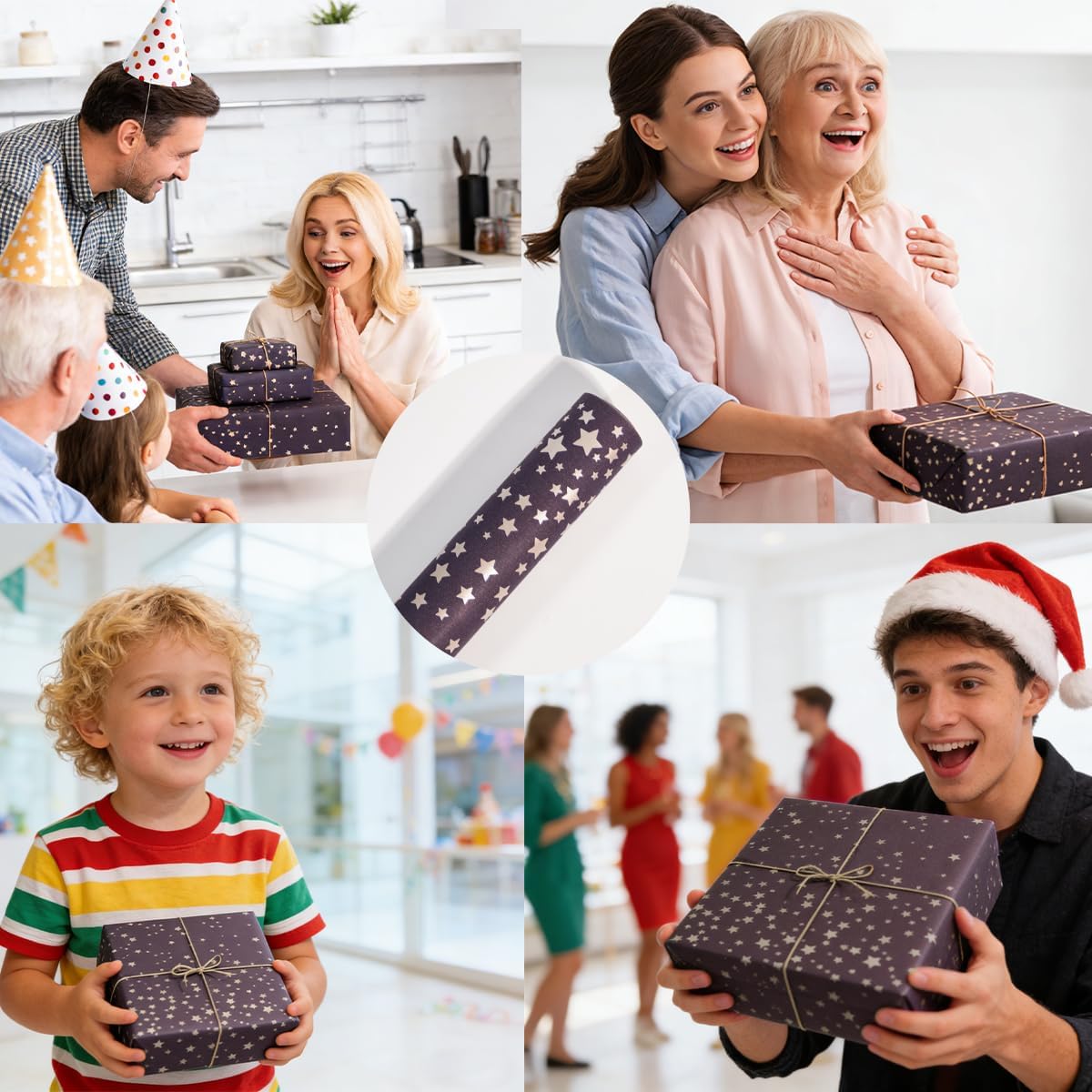 Thumbnail 6 de Birthday Wrapping Paper Roll 43cm x 10m Navy