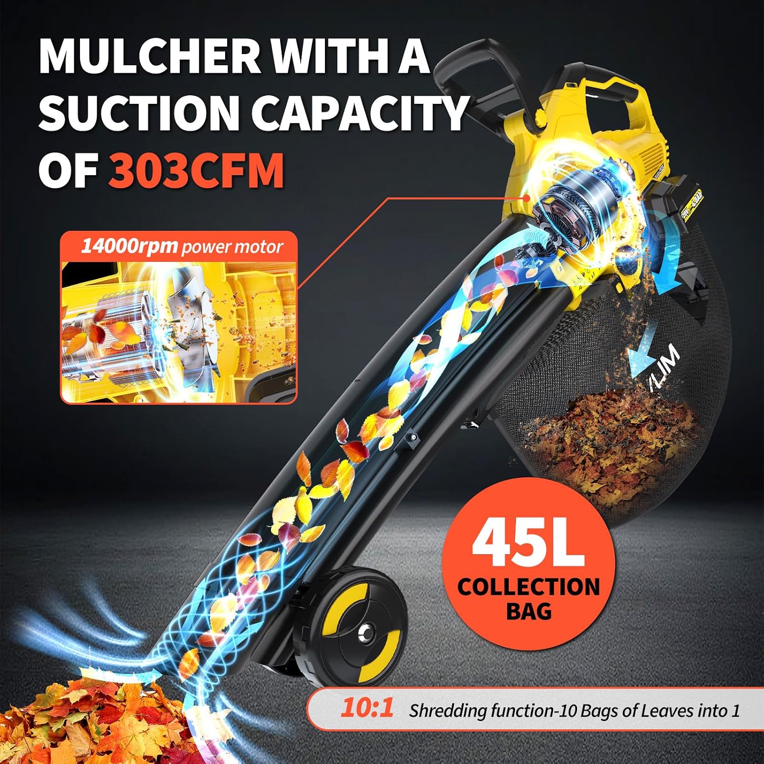 Thumbnail 4 de Leaf Blower and Vacuum 40V Cordless with 8000mAh Batteries — 3-in-1 Garden Tool