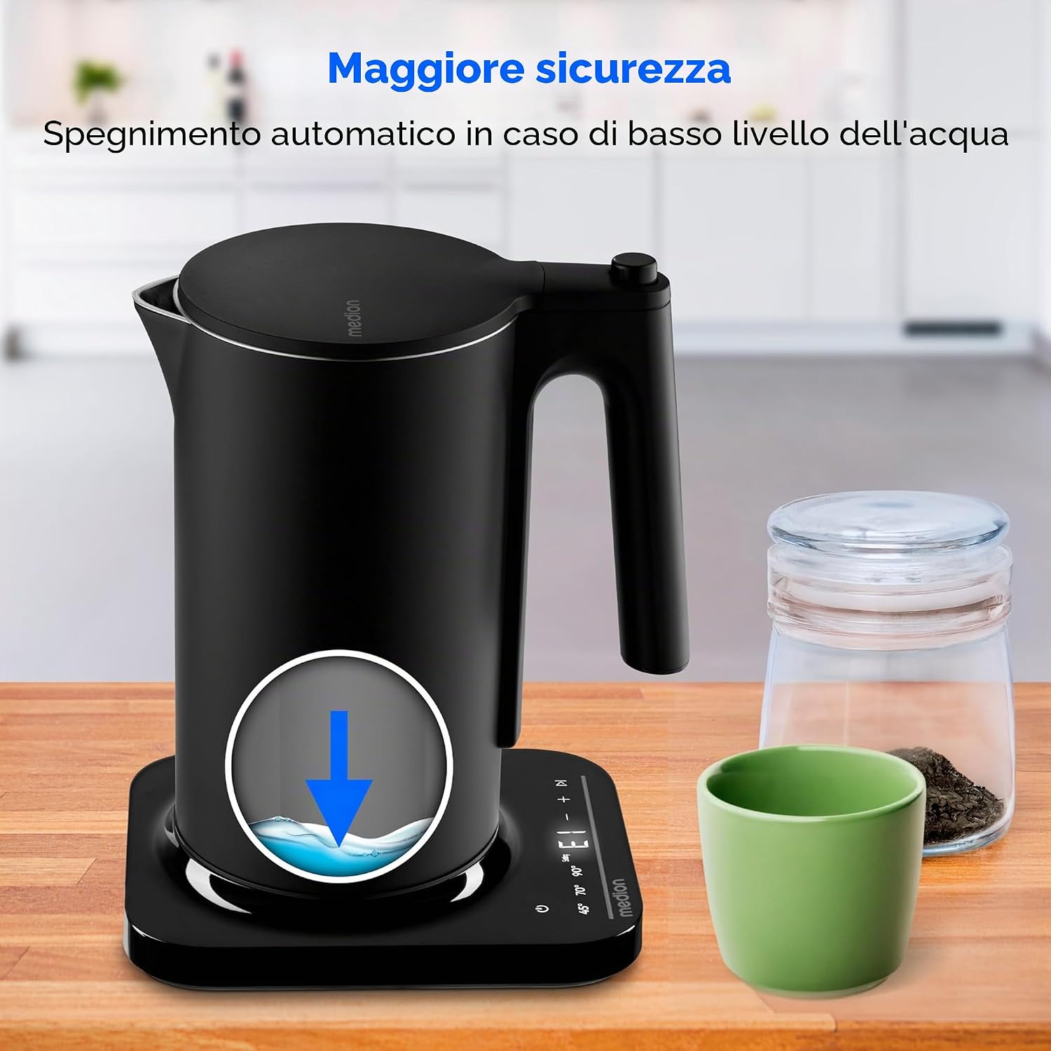 Thumbnail 6 de MEDION LIFE Bollitore digitale MD12106: 2200 W, 1,5 L, display LED e blocco bambini