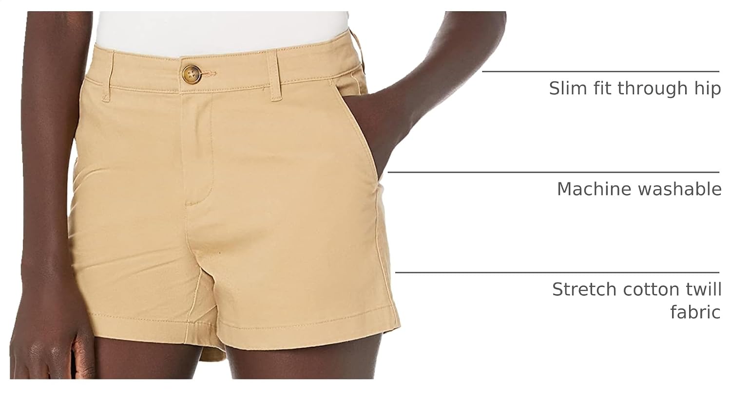 Thumbnail 3 de Amazon Essentials Women's Mid-Rise Slim-Fit 3.5 Inch Inseam Khaki Shorts