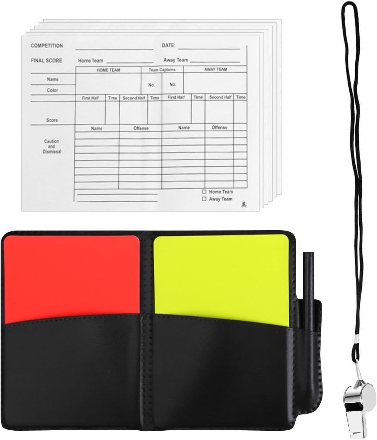 Detalle de Referee Essentials Kit: Football & Basketball Referee Set with Cards, Whistle, Score Sheets and Pencil