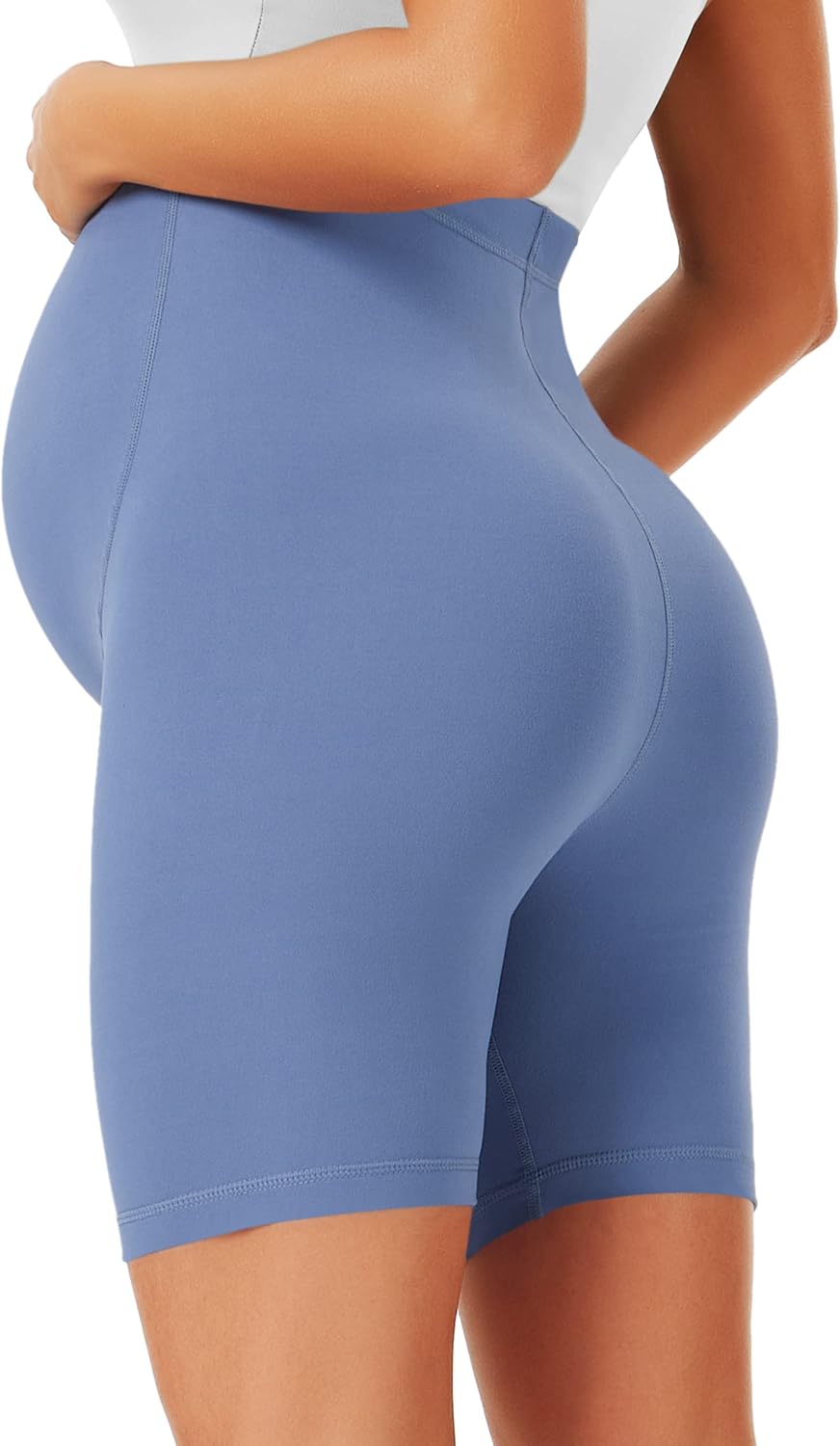 Detalle de VALANDY Creamlush Maternity Shorts Over The Belly – Pregnancy Biker Shorts (S-XL)