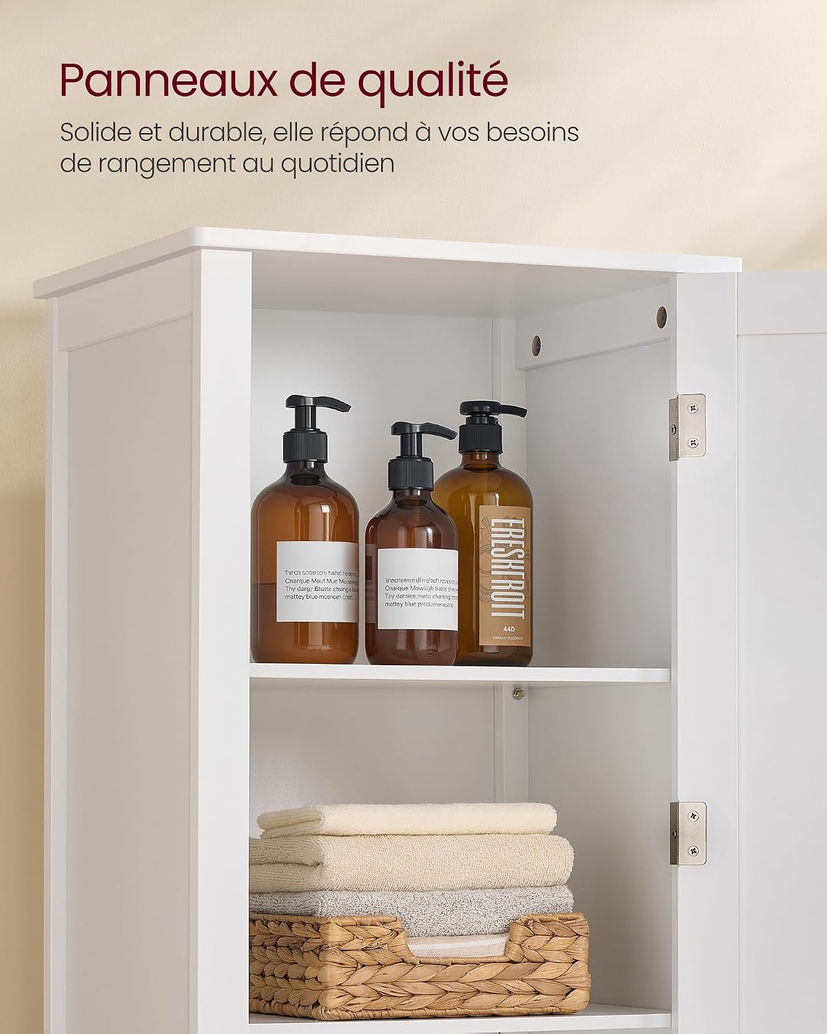 Detalle 2 de VASAGLE Armoire Salle de Bain Haut avec Miroir Blanc Nuage BBC764WH01