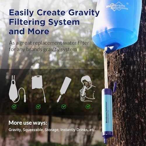 Detalle de Membrane Solutions Personal Water Filter Straw S1 (Blue, 4 Pack) — Portable 5-Stage Filtration for Safe Hydration Anywhere