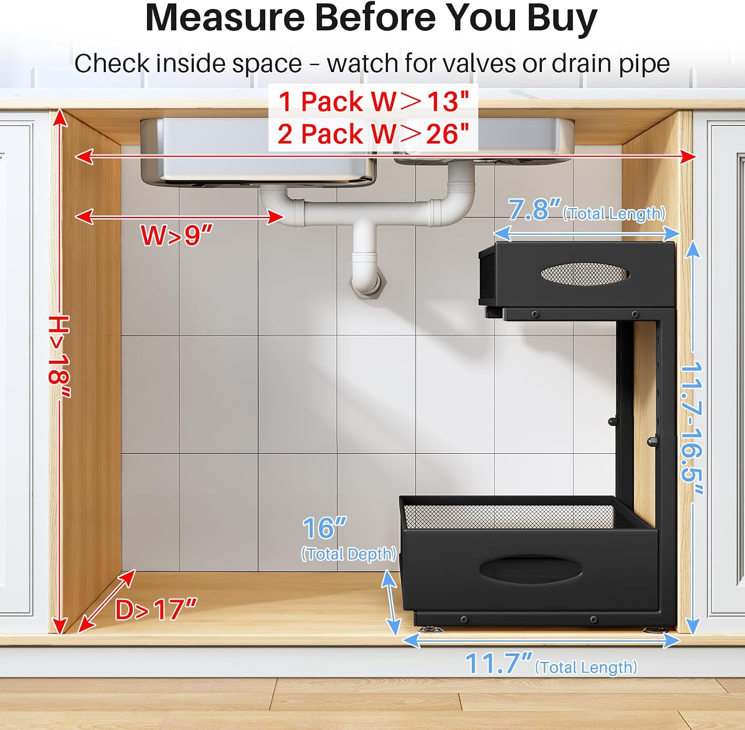 Detalle 2 de Under Sink Organizer 2 Pack 2 Tier