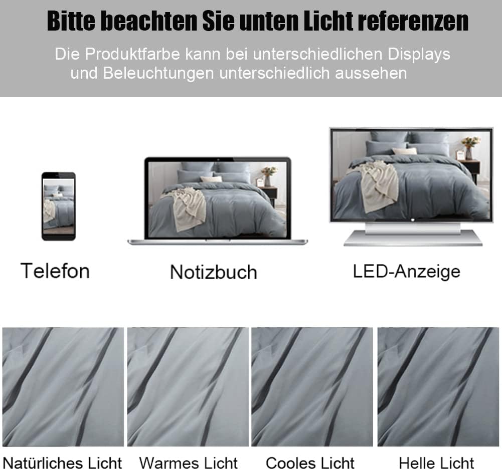 Thumbnail 4 de Soifox Bettwäsche-Set 140x200 grau aus Mikrofaser (bügelfrei & knitterfrei) – mit Kissenbezug 80x80