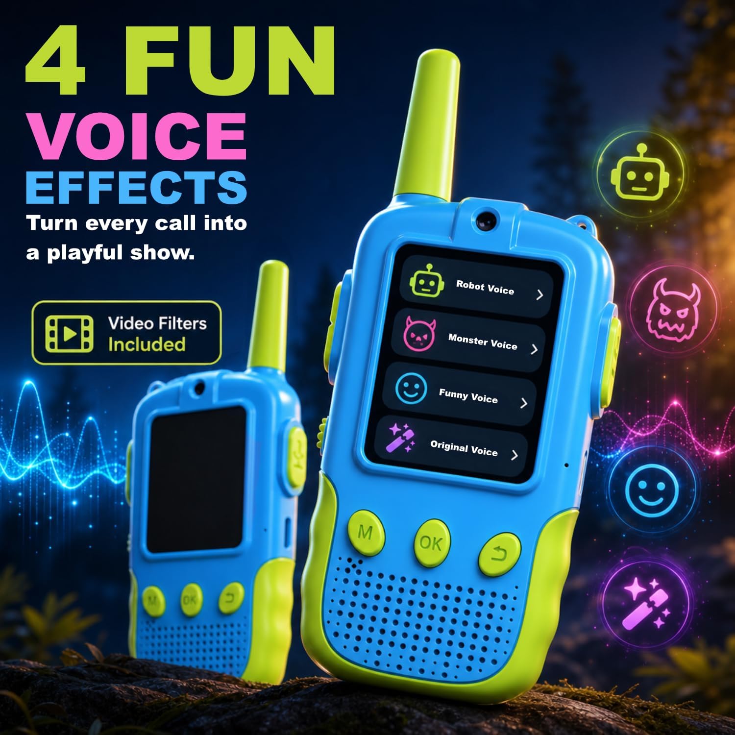 Detalle 1 de KYTHOVI Video Walkie Talkies, 2-Pack Rechargeable with Screens, Blue