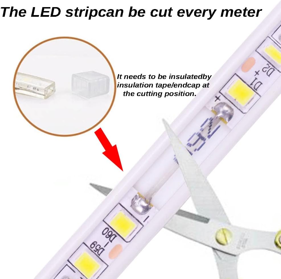 Detalle de pcning Strisce LED SMD 5730 120 LED/m 220V IP67 6 m Bianco Caldo 3000K con clip di montaggio