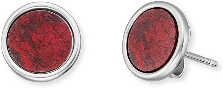 Detalle de Engelsrufer Damen Ohrstecker Creole aus Sterling Silber mit Rotem Jaspis – Kraftstein, nickel- & allergikergeeignet
