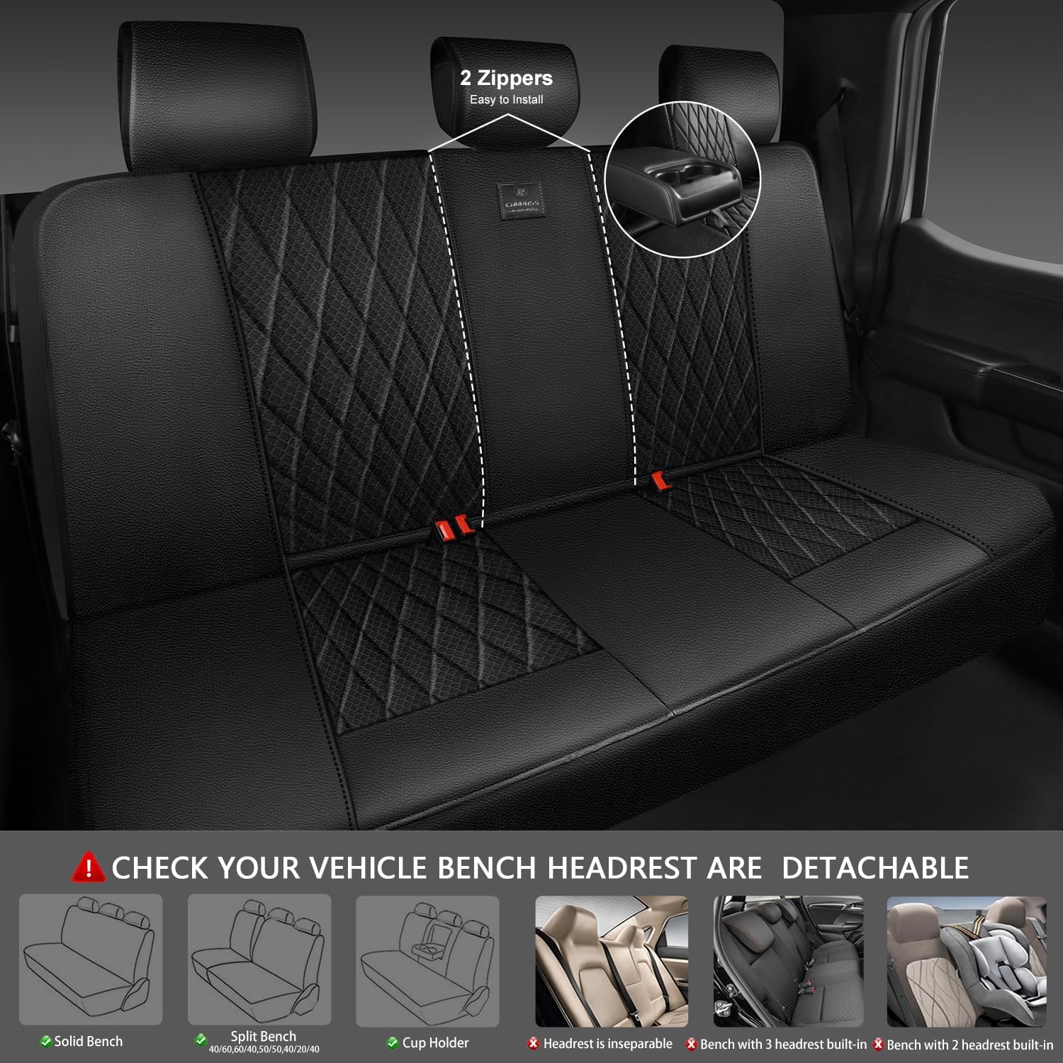 Thumbnail 3 de CAR PASS Thick Foam 3D Mesh Leather Car Seat Covers 1 Set