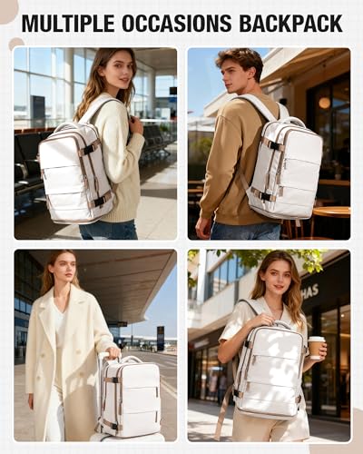 Thumbnail 8 de HPLQQ Mochila de cabina 40x30x20 cm para Ryanair (40x30x20, 24 L) impermeable beige con compartimento para zapatos