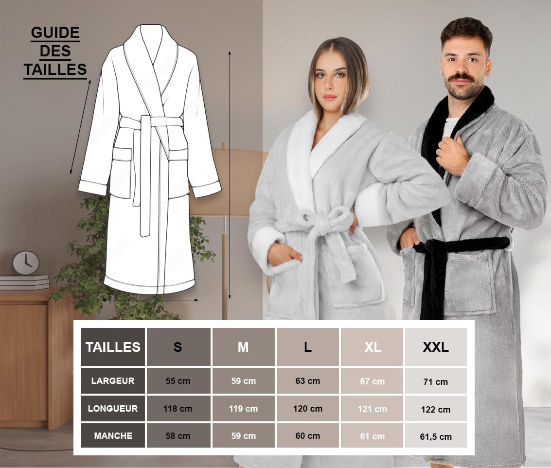 Detalle de LEBENGOOD Robe de chambre homme, microfibre