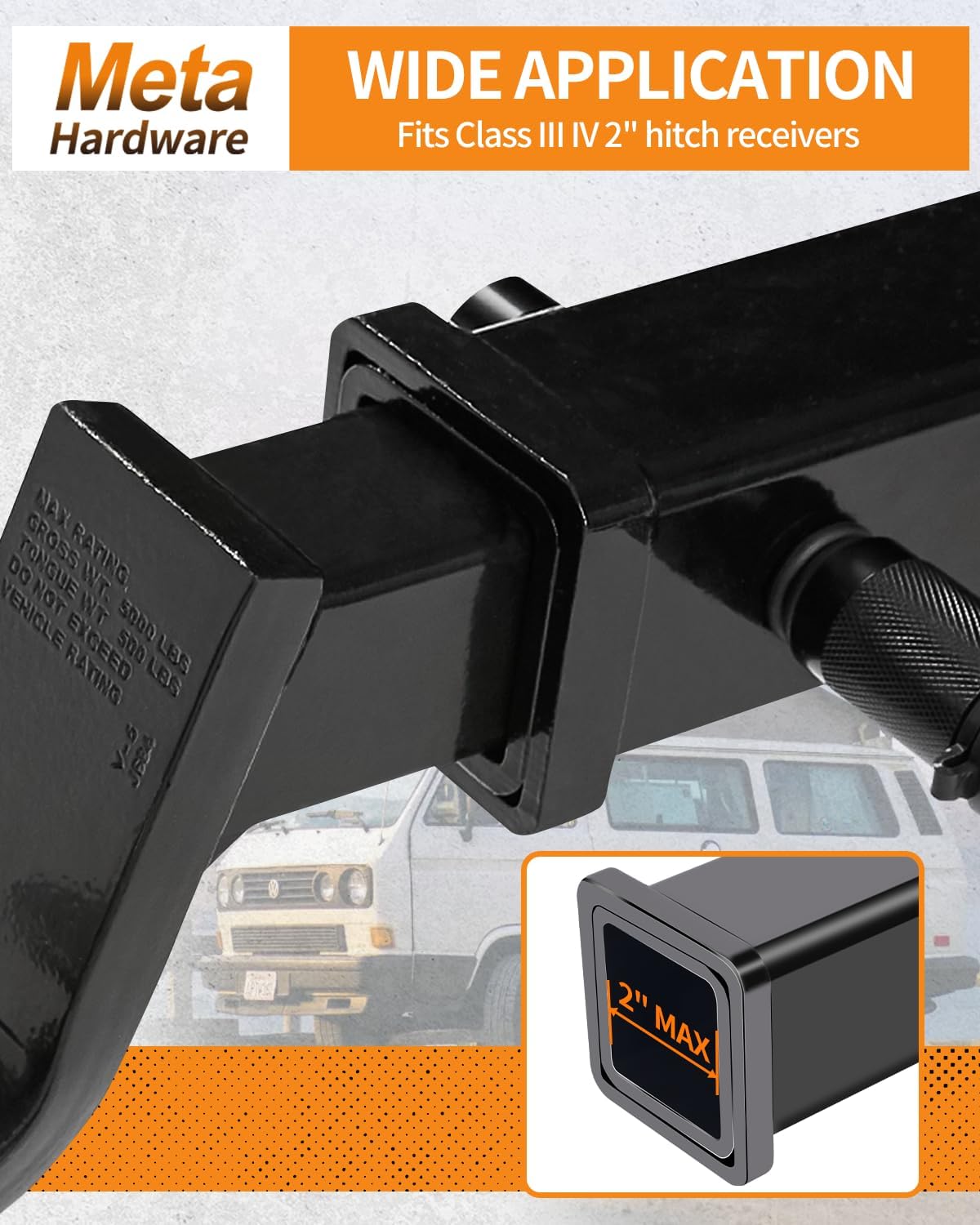 Detalle de META Hardware Trailer Hitch Lock with 5/8" Pin for Class III/IV 2" Hitches