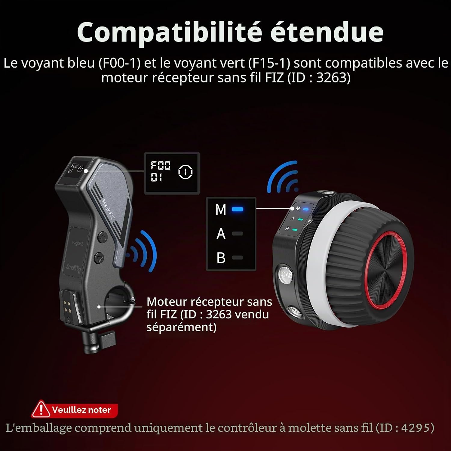 Detalle de SMALLRIG Contrôleur de Volant Sans Fil (Lite) pour Follow Focus – AB sur Une Touche, 21 h d’autonomie