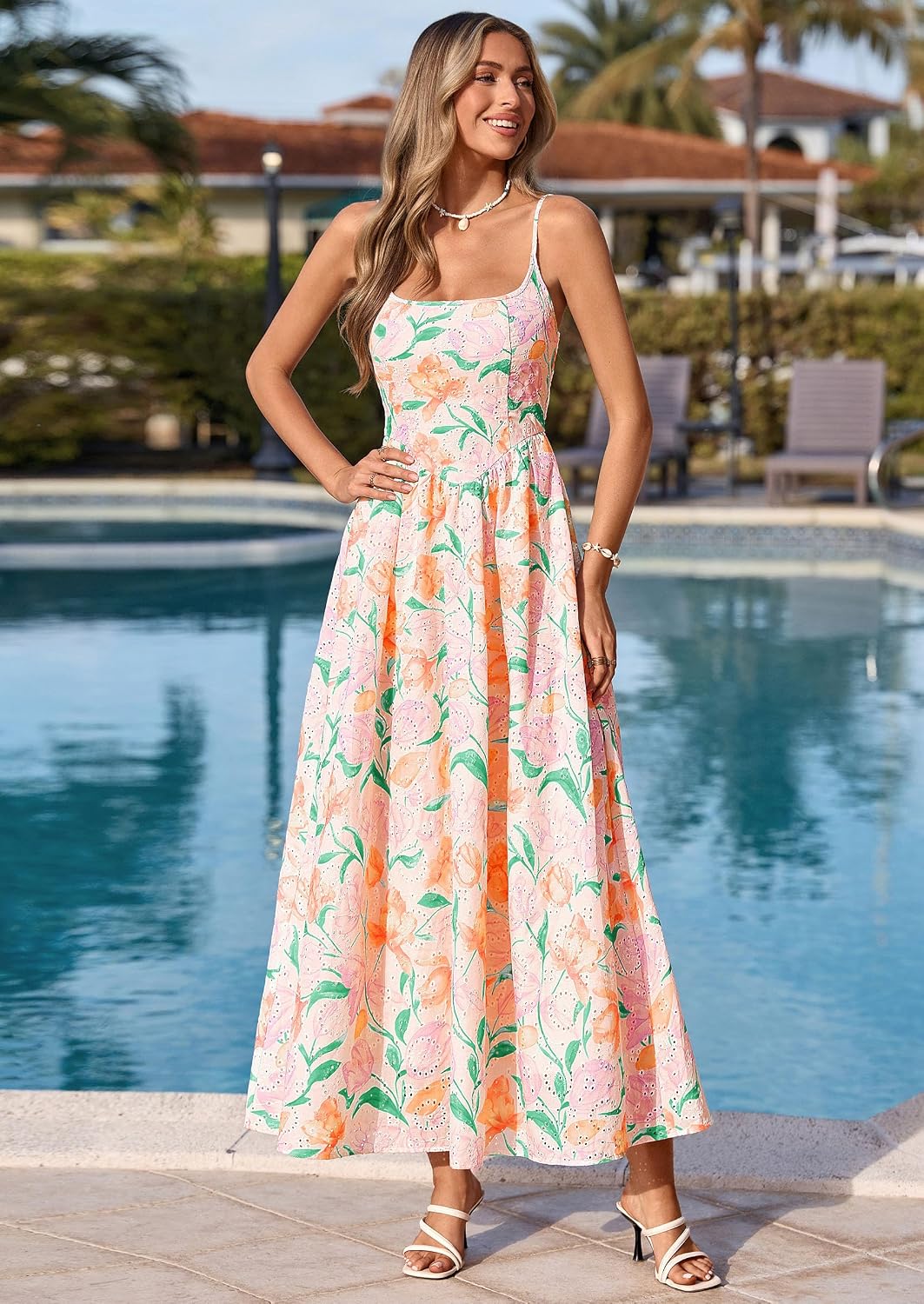 Detalle de PrettyGarden Womens 2026 Spring Boho Maxi Dress Eyelet Floral