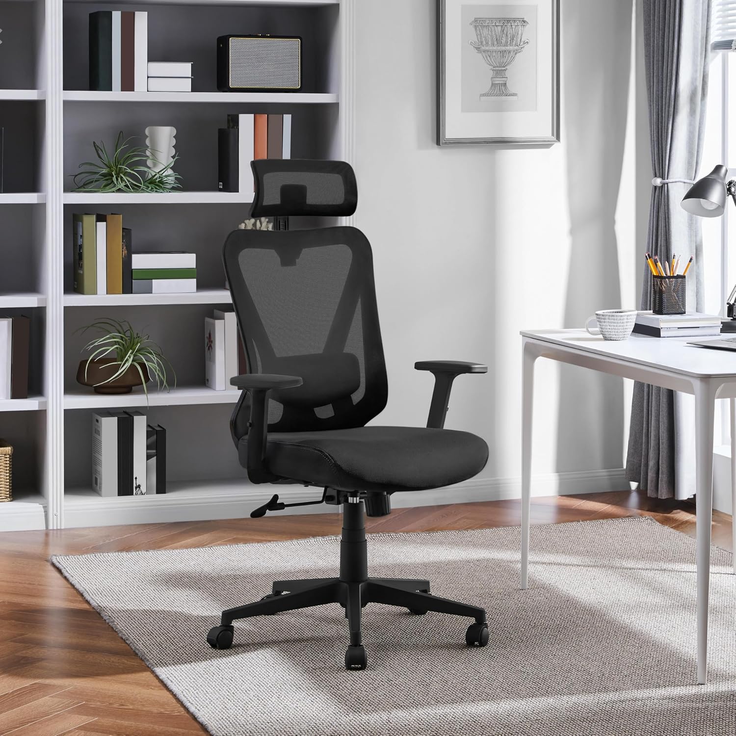 Thumbnail 1 de Yaheetech Poltrona da Ufficio Ergonomica con Schienale a S, Reclinabile e Bloccabile tra 90° e 130° (Rete Traspirante)