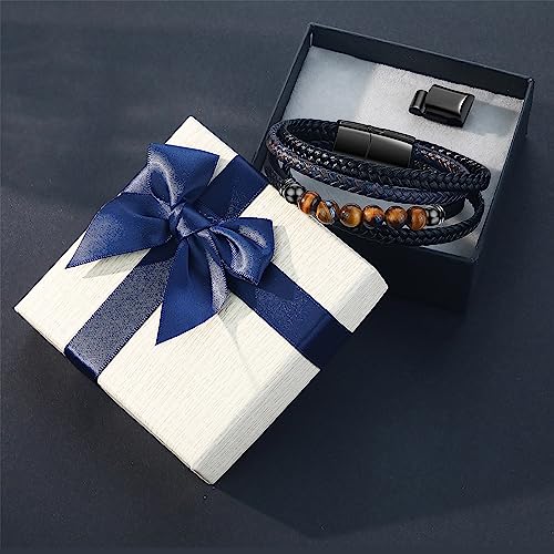 Thumbnail 6 de Bracelet Pierre Homme en cuir noir - Gkmamrg, 22,5 cm