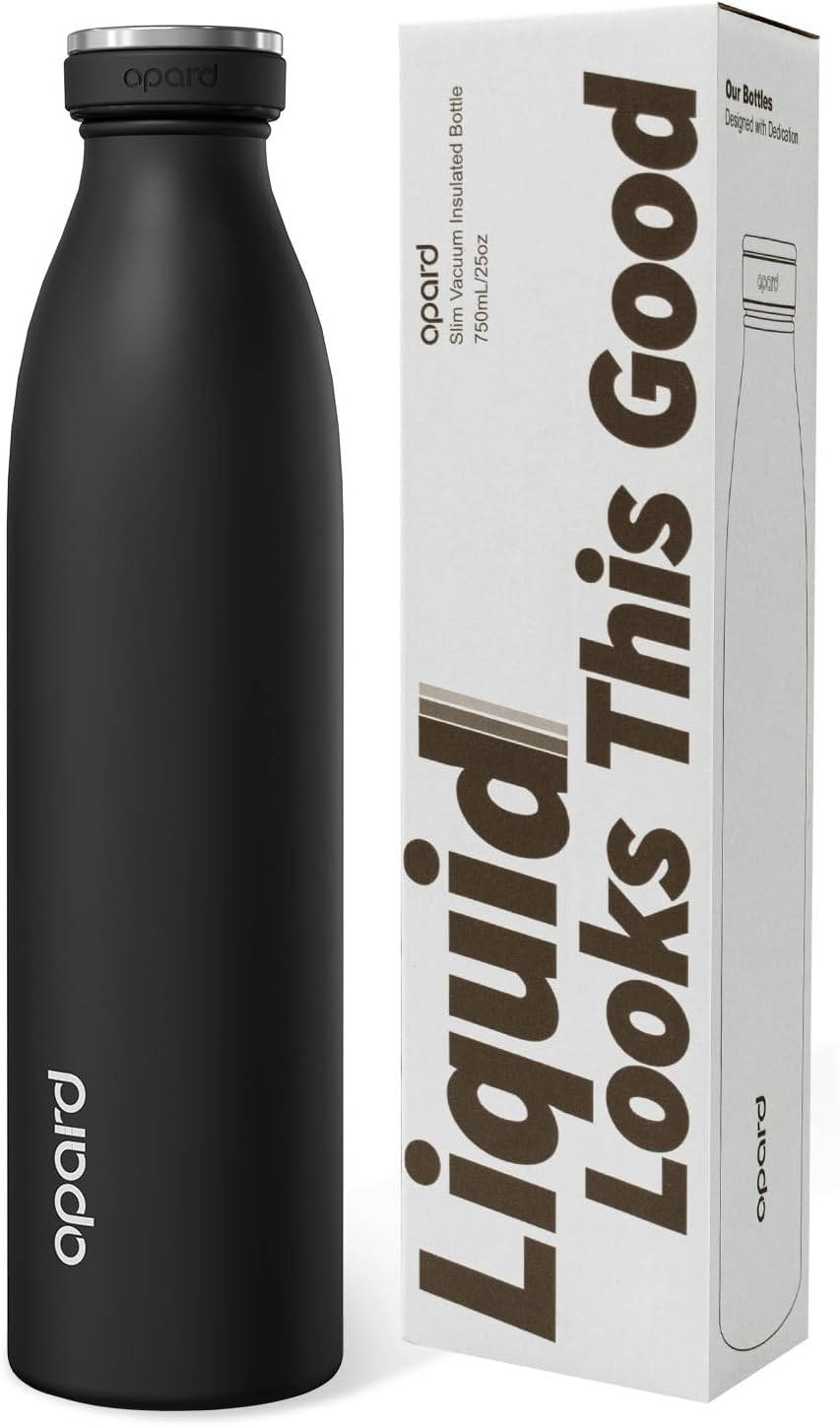 Detalle de Opard insulated stainless steel water bottle (750ml) in Midnight Black — 42hrs cold / 18hrs hot, leakproof