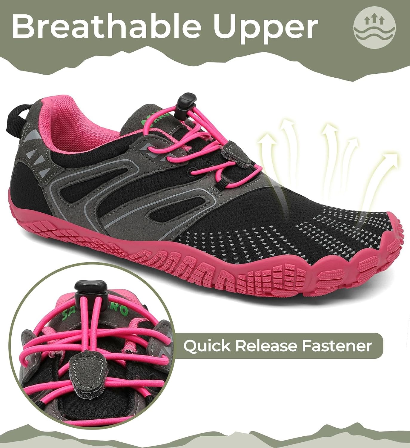 Detalle 1 de Scarpe barefoot minimaliste da trail uomo SAGUARO