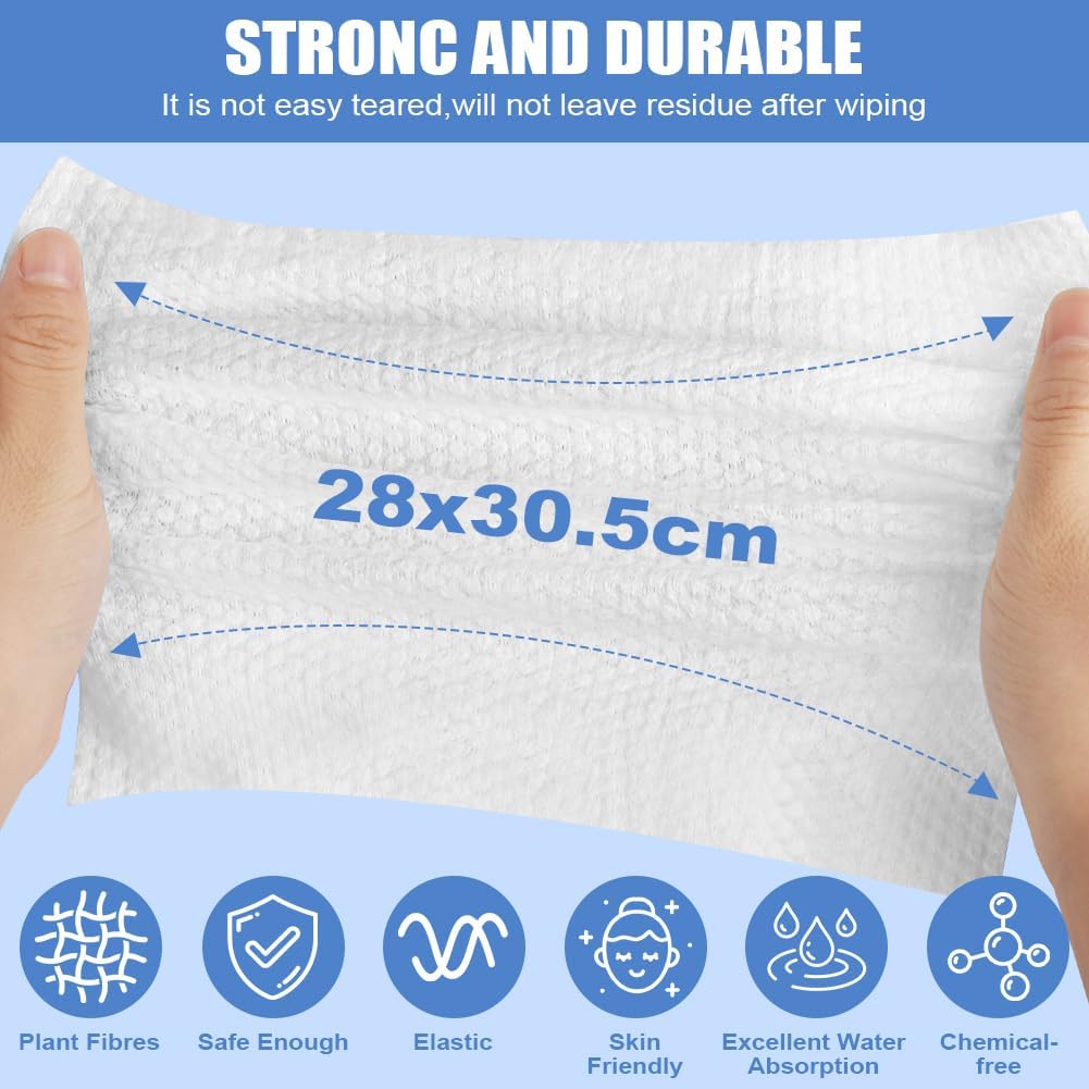 Detalle de LOPHE Serviettes jetables pour visage en coton doux (50 unités) : démaquillage et nettoyage à sec ou humide