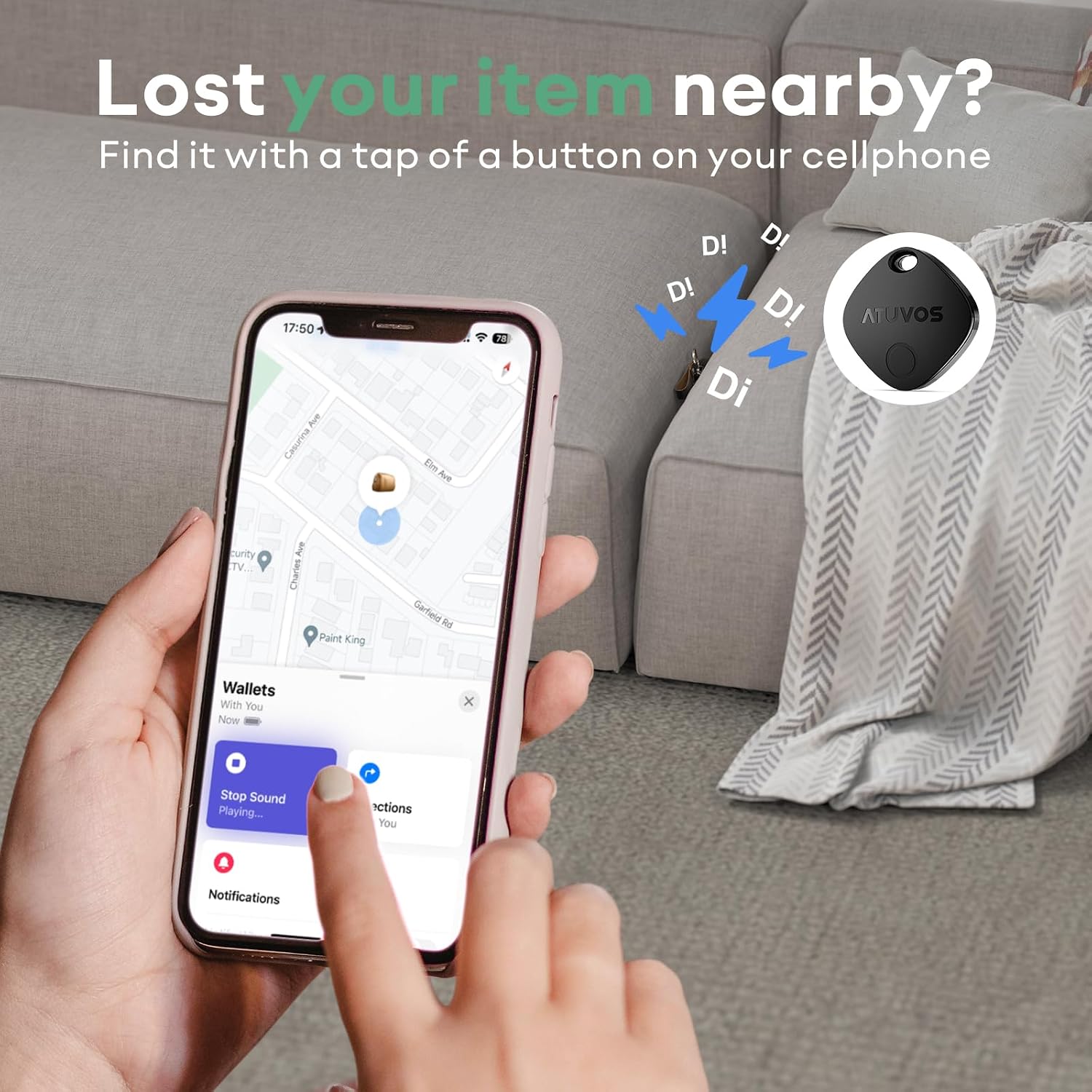 Detalle de ATUVOS Air Tracker Tag 2 Pack Bluetooth Item Finders for Apple Find My