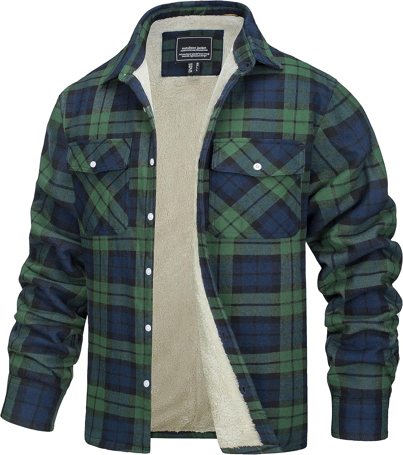 Detalle de TACVASEN Herren Fleece Thermohemd Warm Flanellhemd