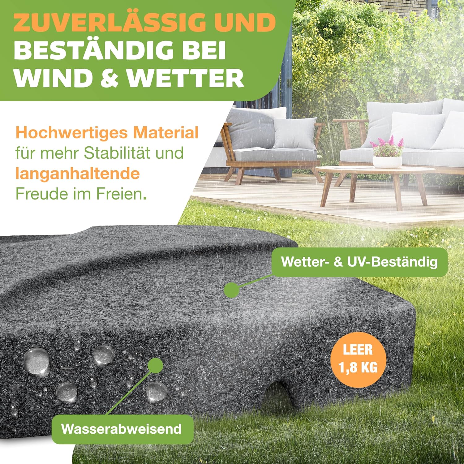 Detalle de KESSER® Sonnenschirmständer 4-teilig – 60 Liter Befüllung, 80 kg Gewicht mit Wasser oder Sand, Ampelschirmständer aus HDPE