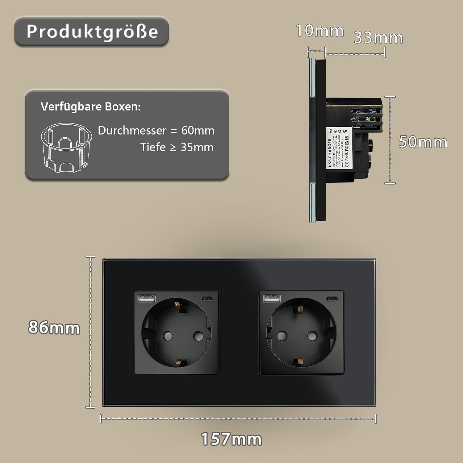 Detalle 2 de Schuko USB-C Steckdose 20 W 2-fach