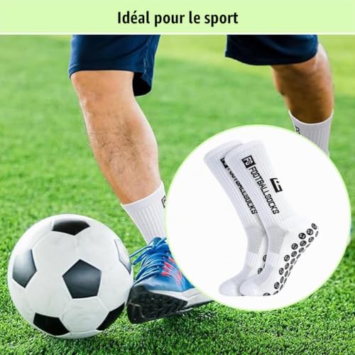Detalle de ZEPIQOR 3 paires de chaussettes antidérapantes de sport blanches, EU 39-46
