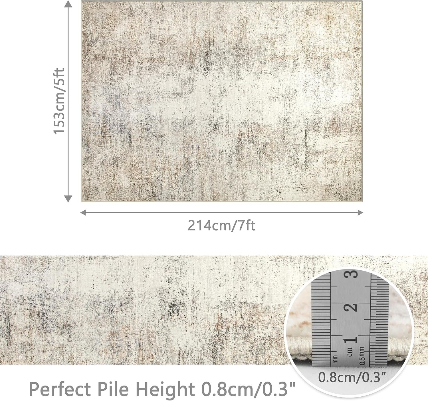 Detalle 2 de Capslpad Modern Abstract Area Rugs, 5' x 7' Beige Washable Low-Pile Rug