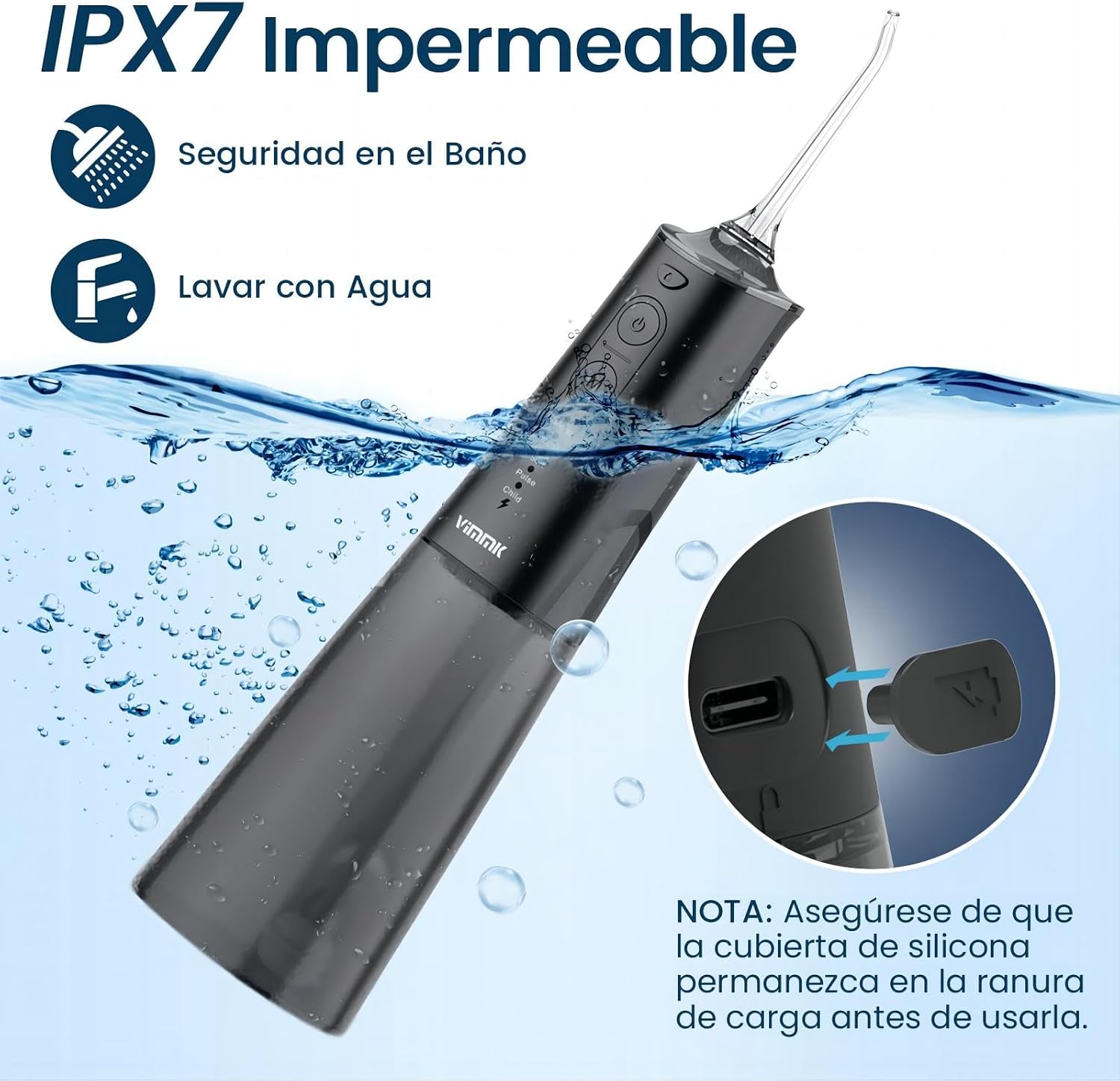 Thumbnail 3 de Irrigador Bucal Portátil Vimmk: 8 boquillas, 5 modos y IPX7 para casa y viaje