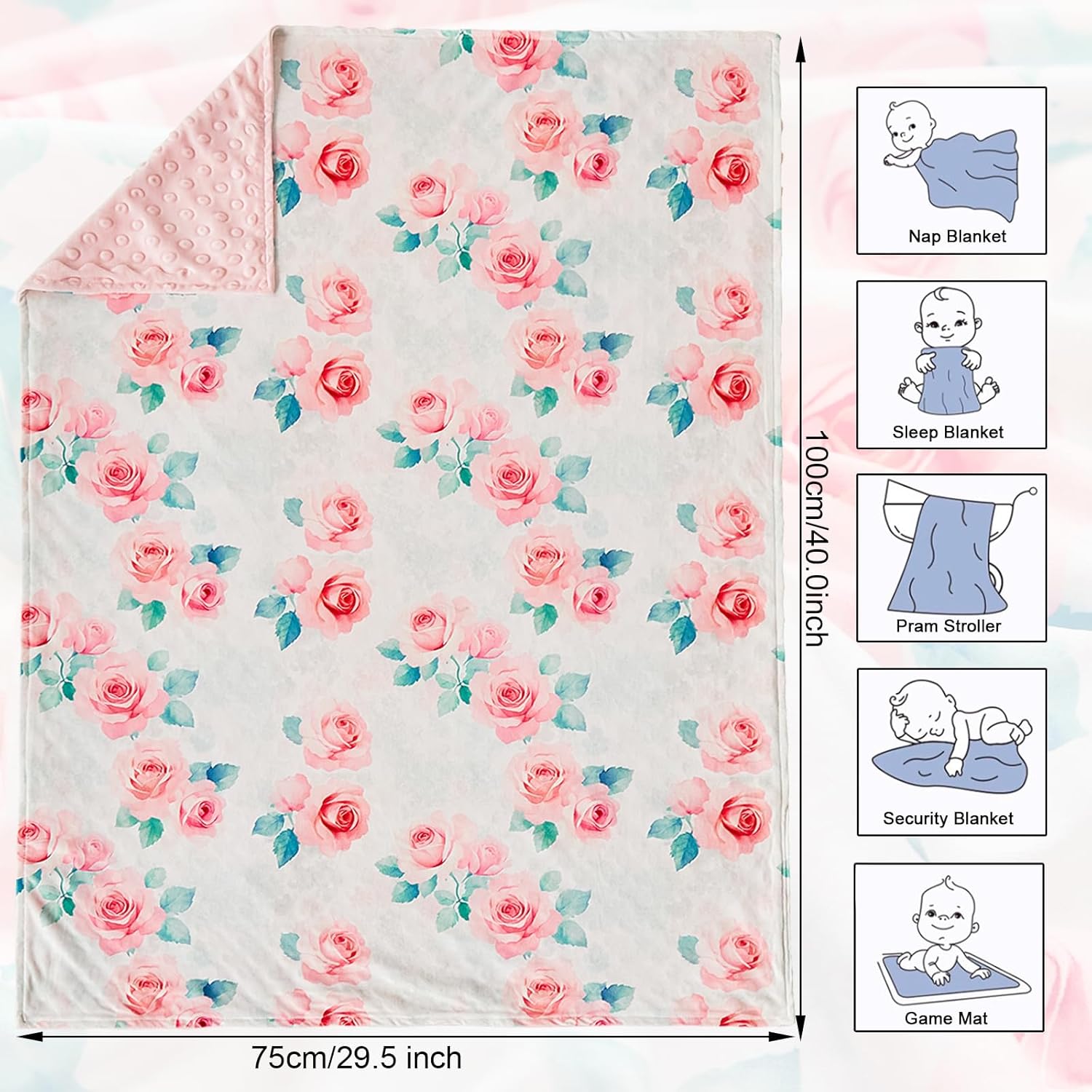 Thumbnail 1 de JHCHMX Floral Baby Blanket 75x100cm