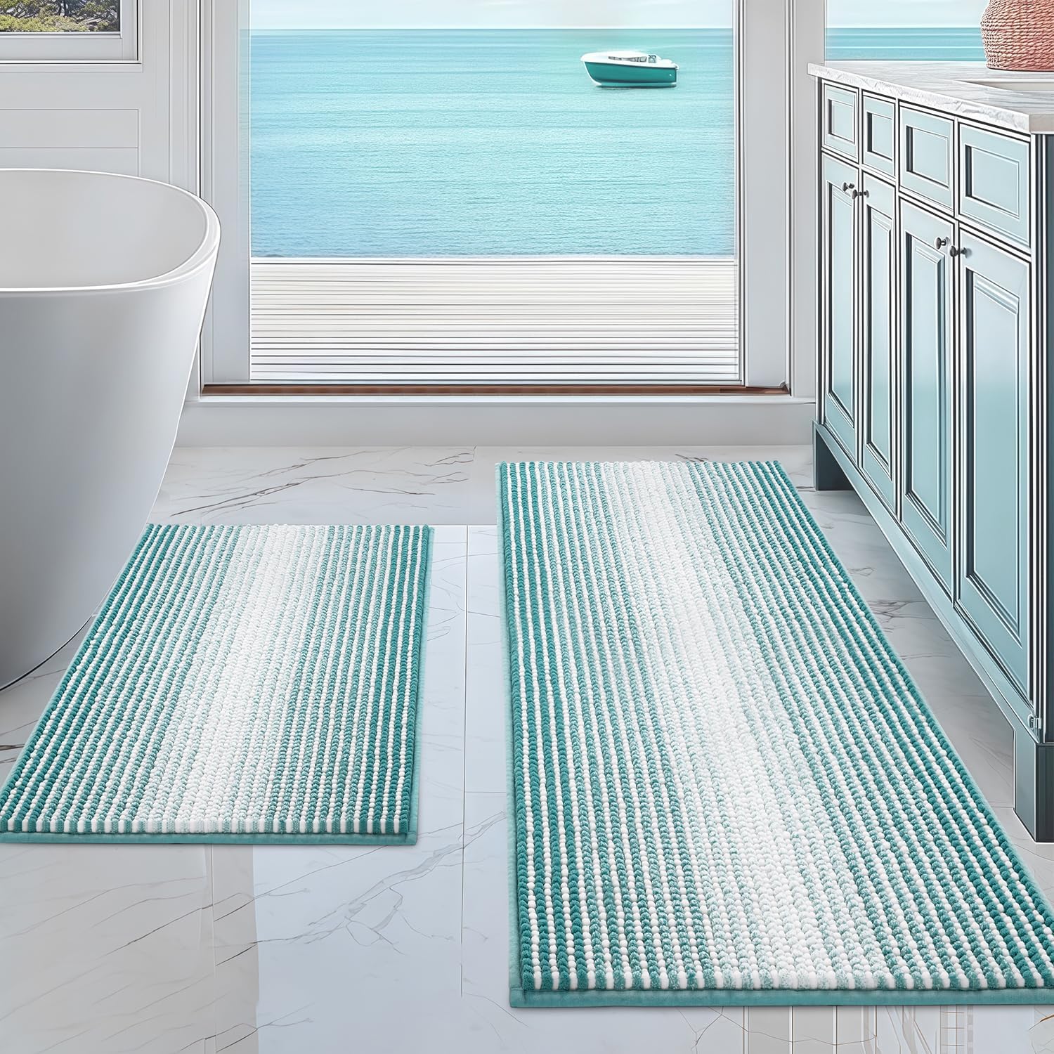 Detalle de BSICPRO Bath Rugs 2-Piece Chenille Set