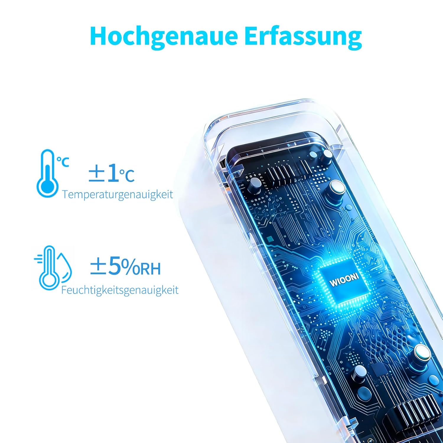 Thumbnail 3 de WIOONI 2er-Set WLAN Thermometer & Hygrometer (WiFi, Smart Life/Tuya-kompatibel) für Gewächshaus, Kühlschrank & Co.