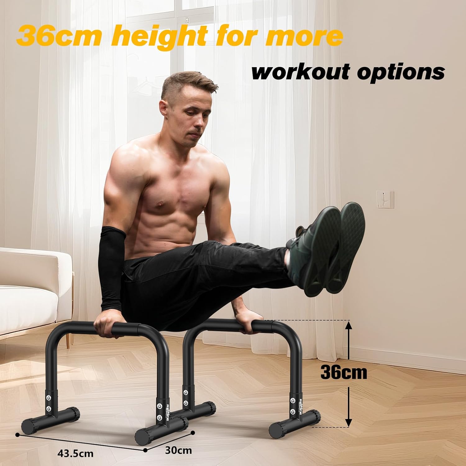 Detalle 2 de RELIFE Dip Station – verstellbare Dip Bar und Parallettes für Calisthenics (36 cm Hoch)