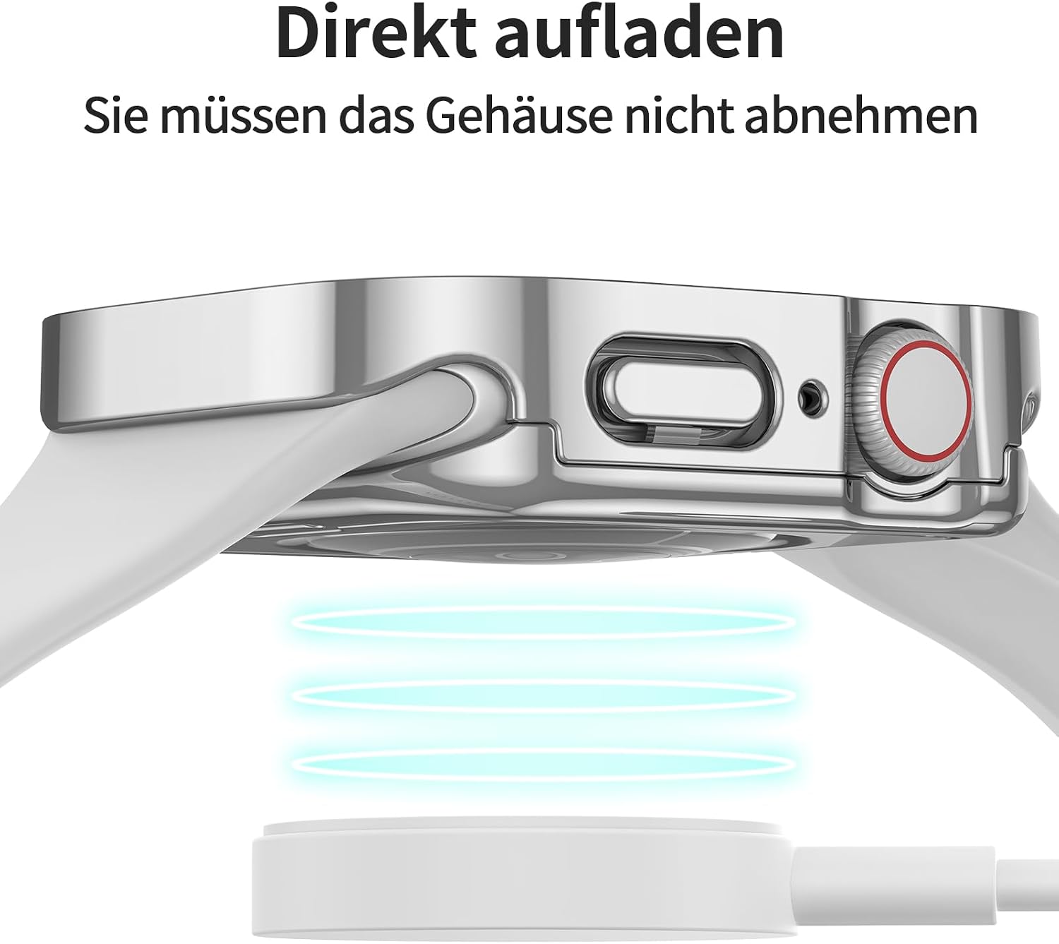Detalle 1 de Kawoco 2-in-1 wasserdichte Hülle für Apple Watch Series 9/8/7 (41 mm) in Rot – mit gehärteter Glas-Schutzfolie