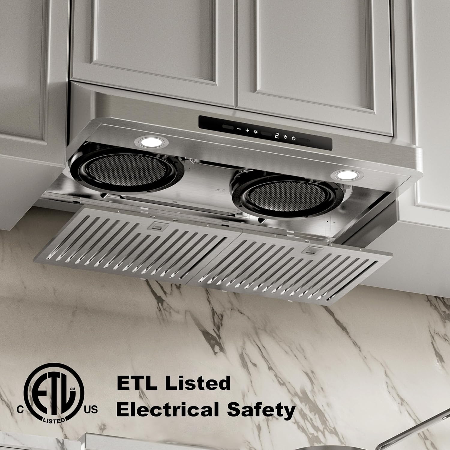 Detalle 2 de EVERKITCH 30-Inch Under-Cabinet Range Hood, 900 CFM, Dual Motors