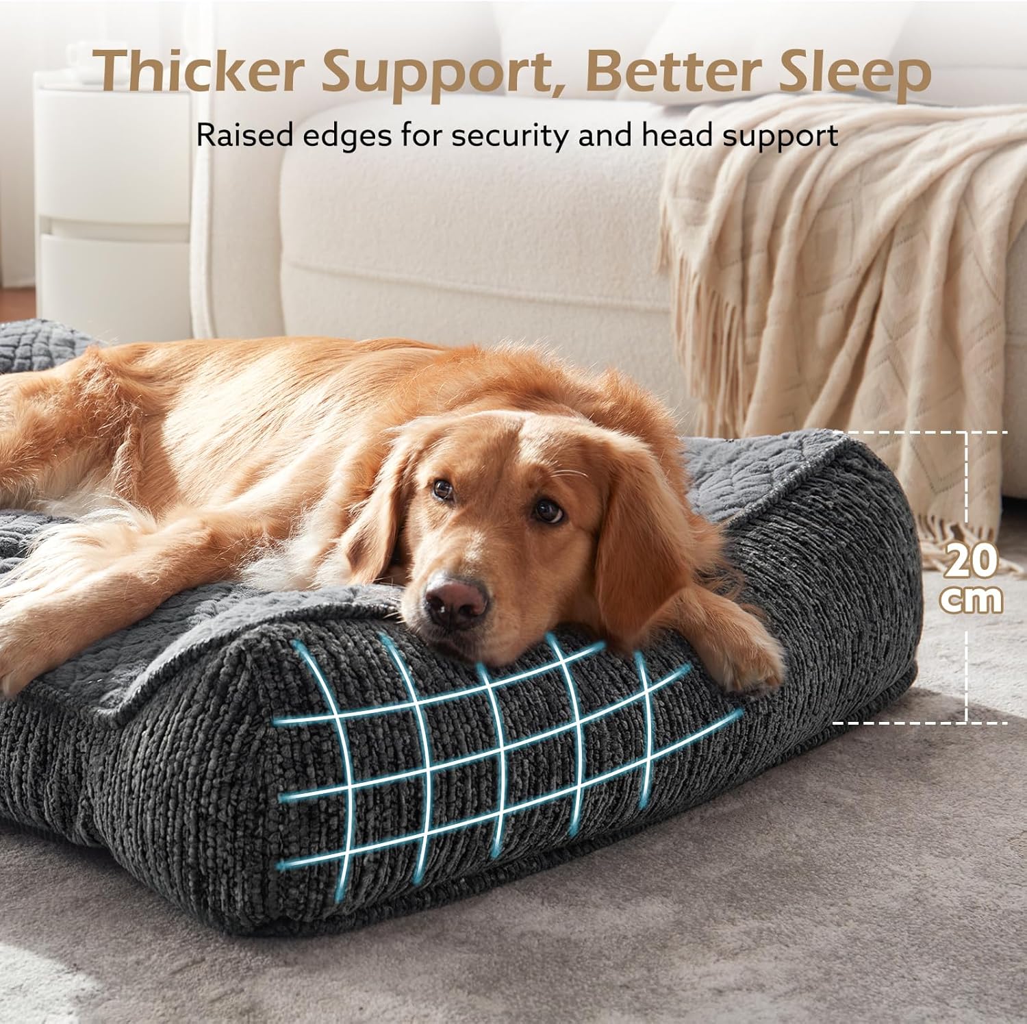 Detalle 2 de JOEJOY Large Orthopedic Dog Bed 89x64x20CM