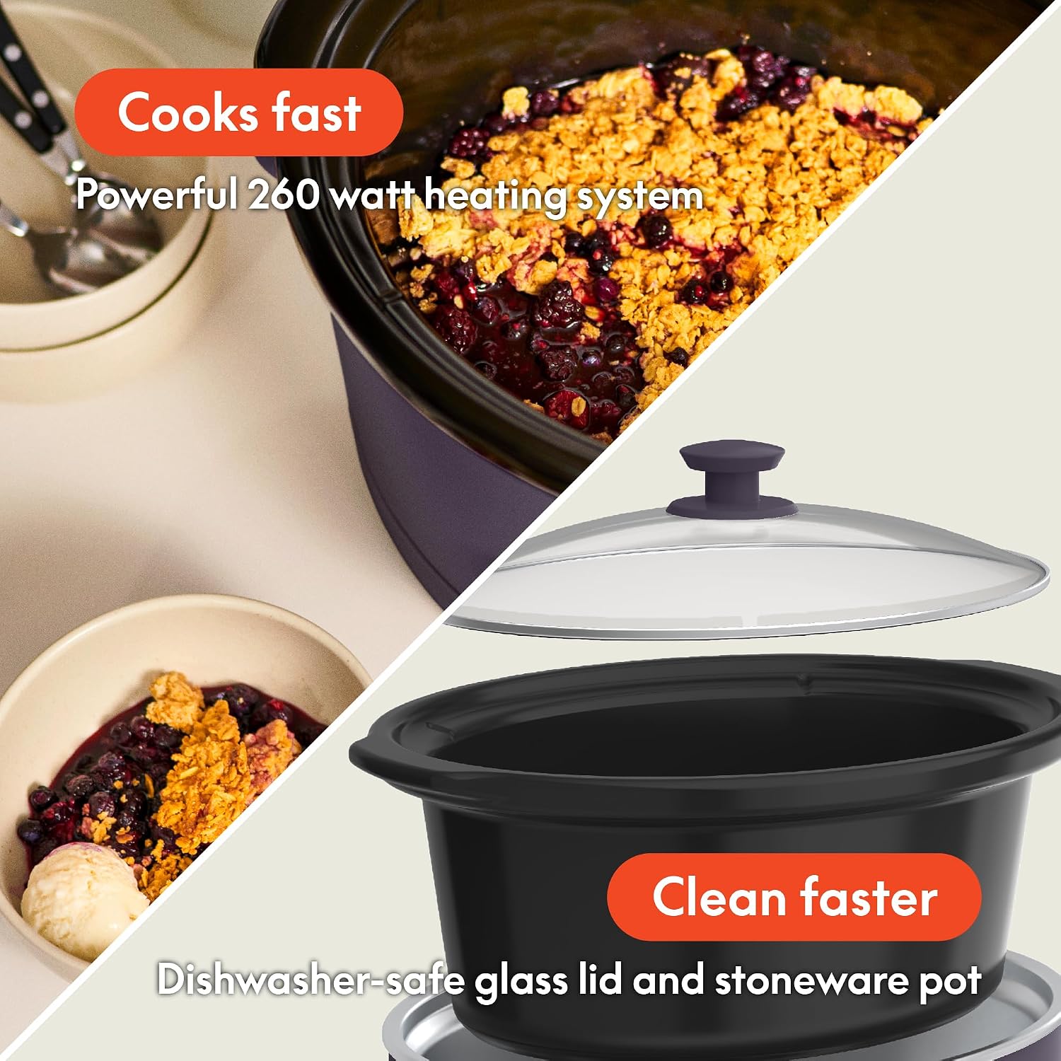 Thumbnail 3 de bella 6.0 Qt Programmable Slow Cooker (Plum) with Ceramic Nonstick Stoneware Pot