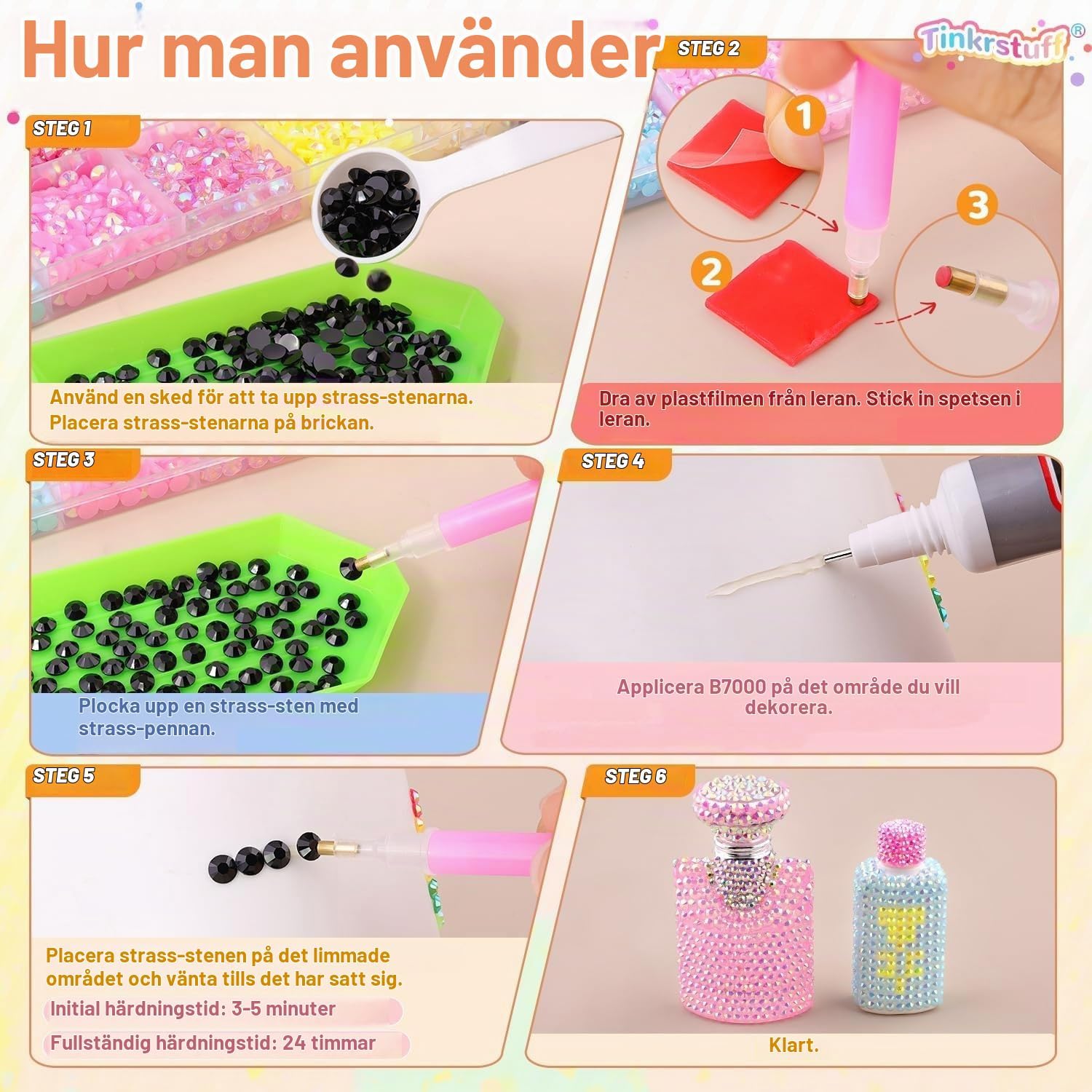 Detalle 2 de WEIZAIJY strasskit med 32 000 stenar, 3 mm, 40 färger och verktyg