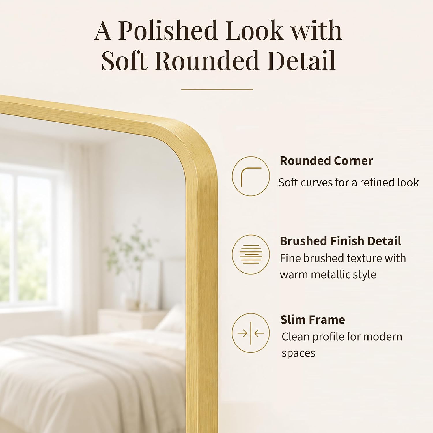 Detalle de Pocetry 2-Pack 24x30 Inch Brushed Gold Rounded Rectangle Vanity Mirrors