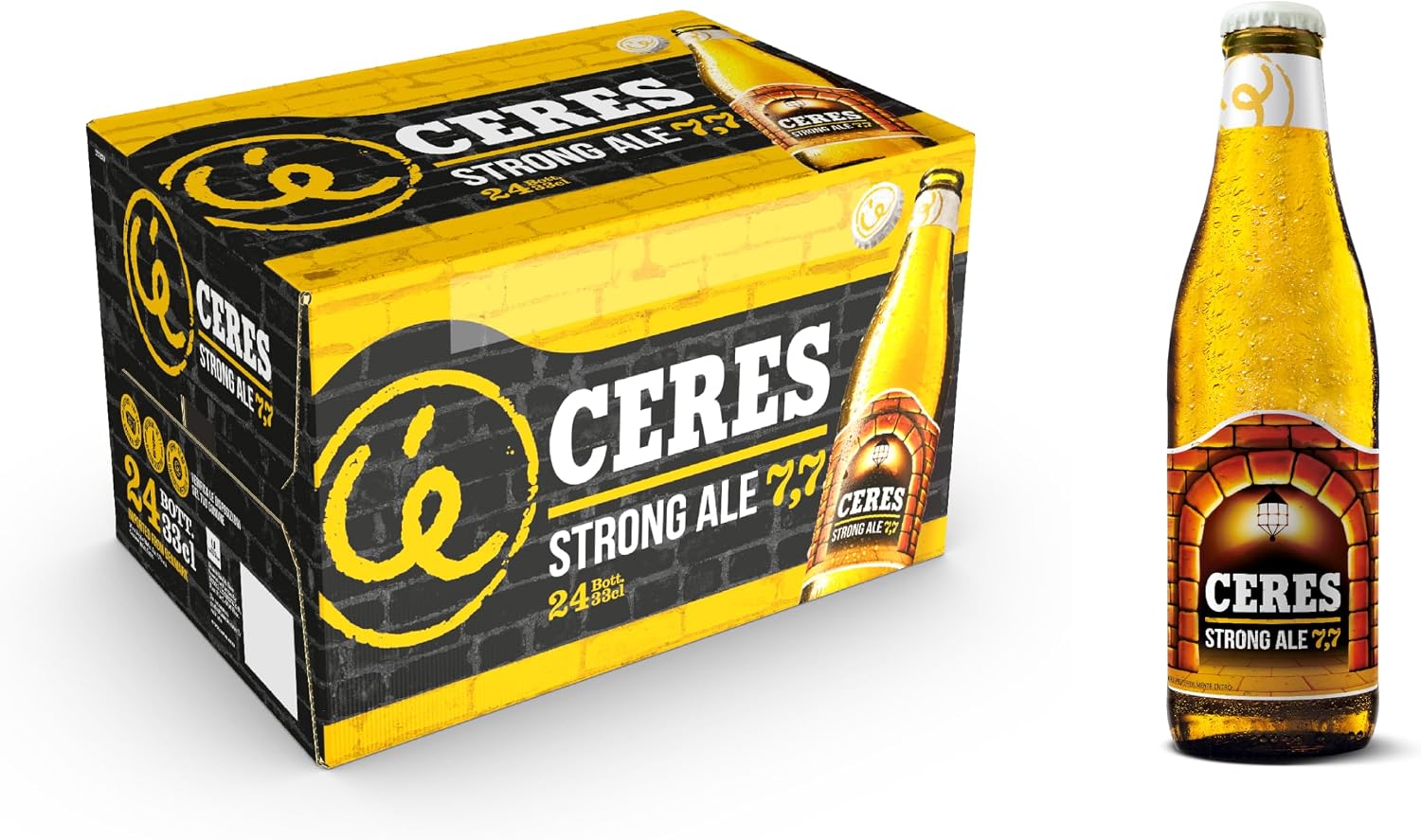 Detalle de Ceres Strong Ale – 24 bottiglie da 33 cl, birra bionda doppio malto con riflessi dorati (7,7% alc./vol.)