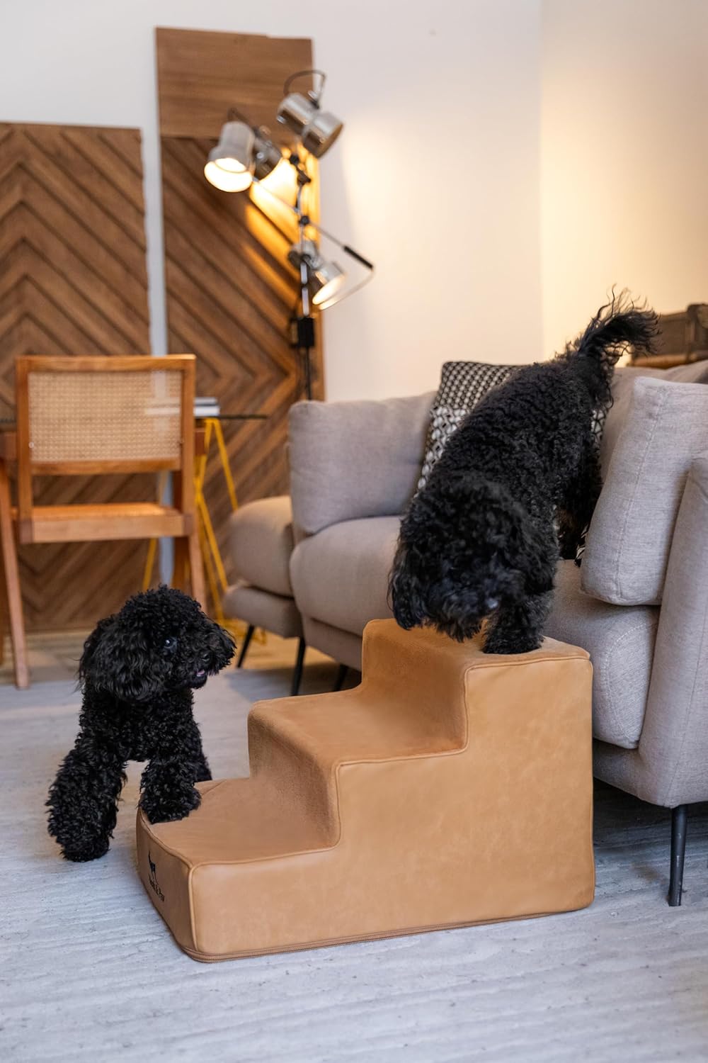 Thumbnail 4 de Noah & Paw Dog Stairs Leather Collection – 16" Extra Wide ramp for high beds (3 steps)