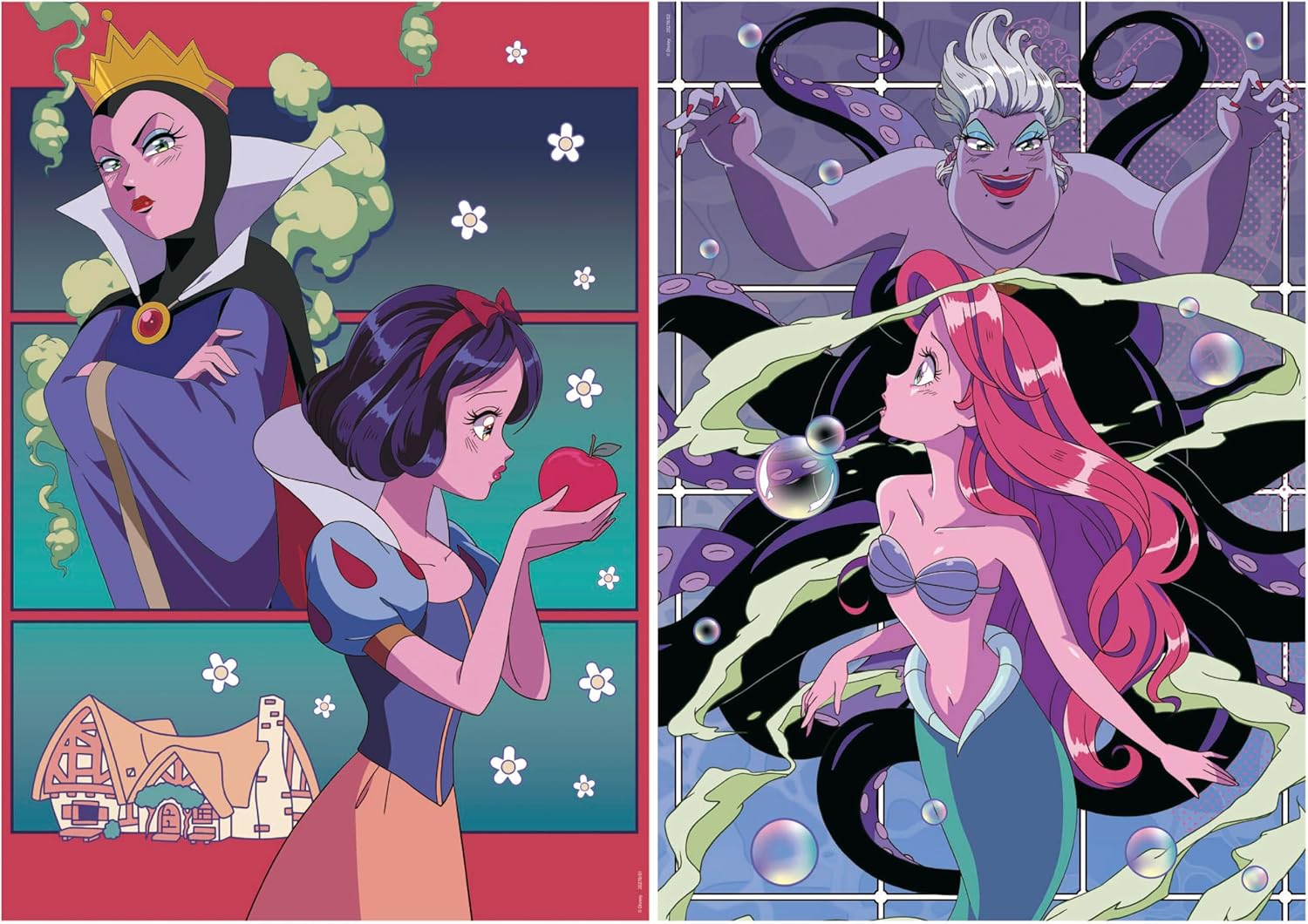 Thumbnail 1 de Educa 2er-Pack Puzzle (500 Teile je Puzzle) mit Fix Puzzle-Kleber – Disney Schurken & Prinzessinnen, ab 11 Jahren