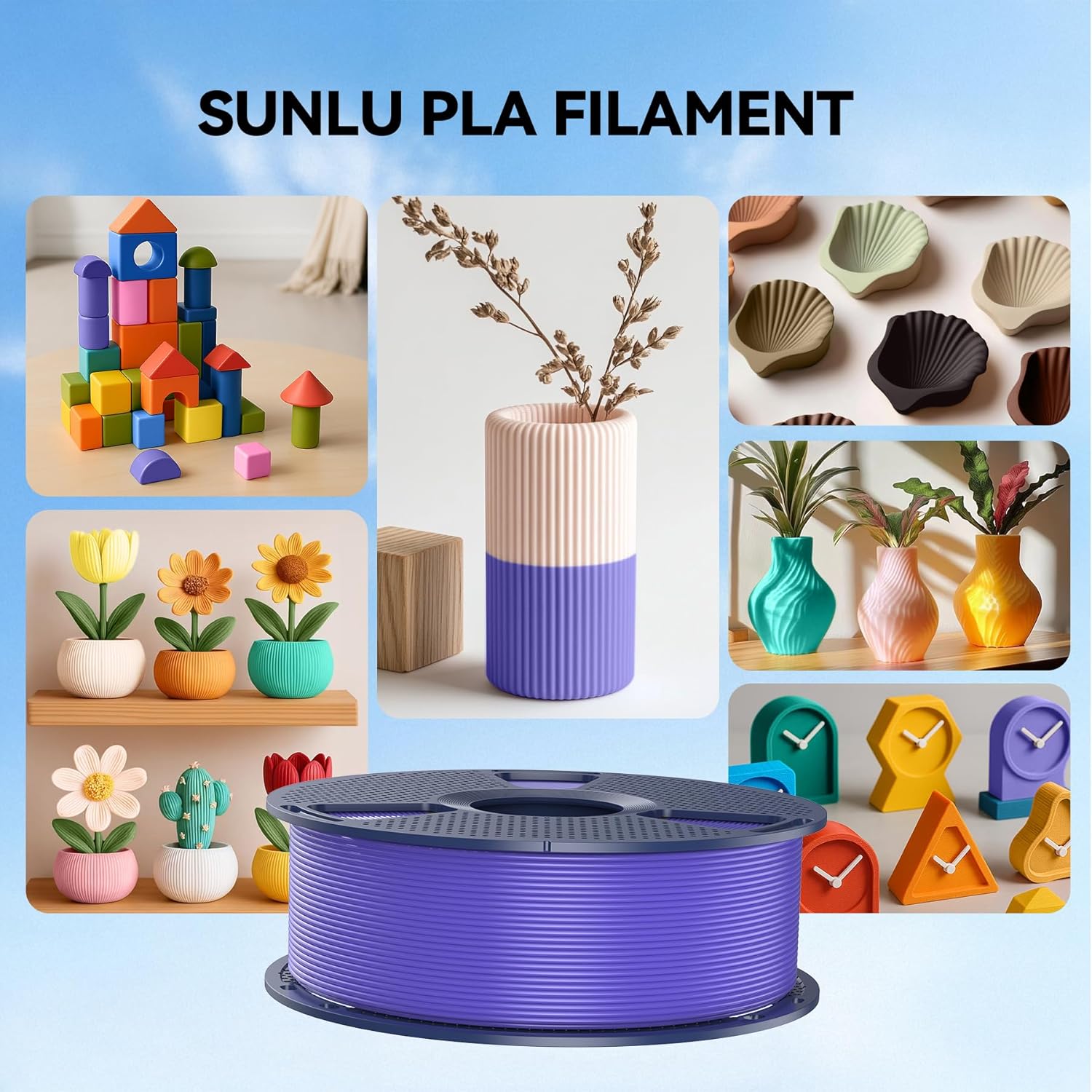 Thumbnail 5 de SUNLU PLA 1.75mm 3D Printer Filament (Wood Color) — 1kg Spool, +/- 0.02mm Dimensional Accuracy