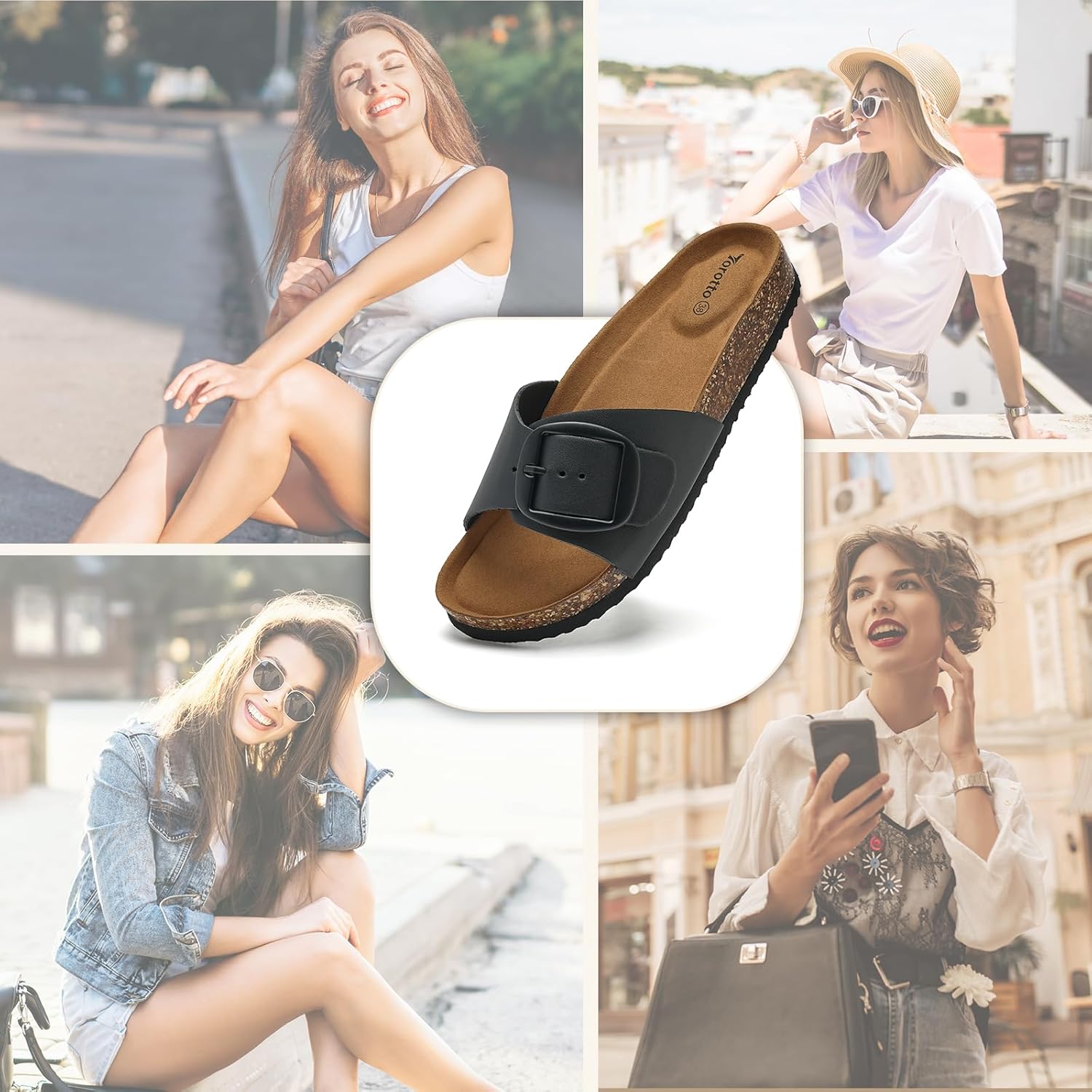 Thumbnail 1 de Torotto Pantoletten Damen: Bequeme Schlupfschuhe mit verstellbarer Schnalle