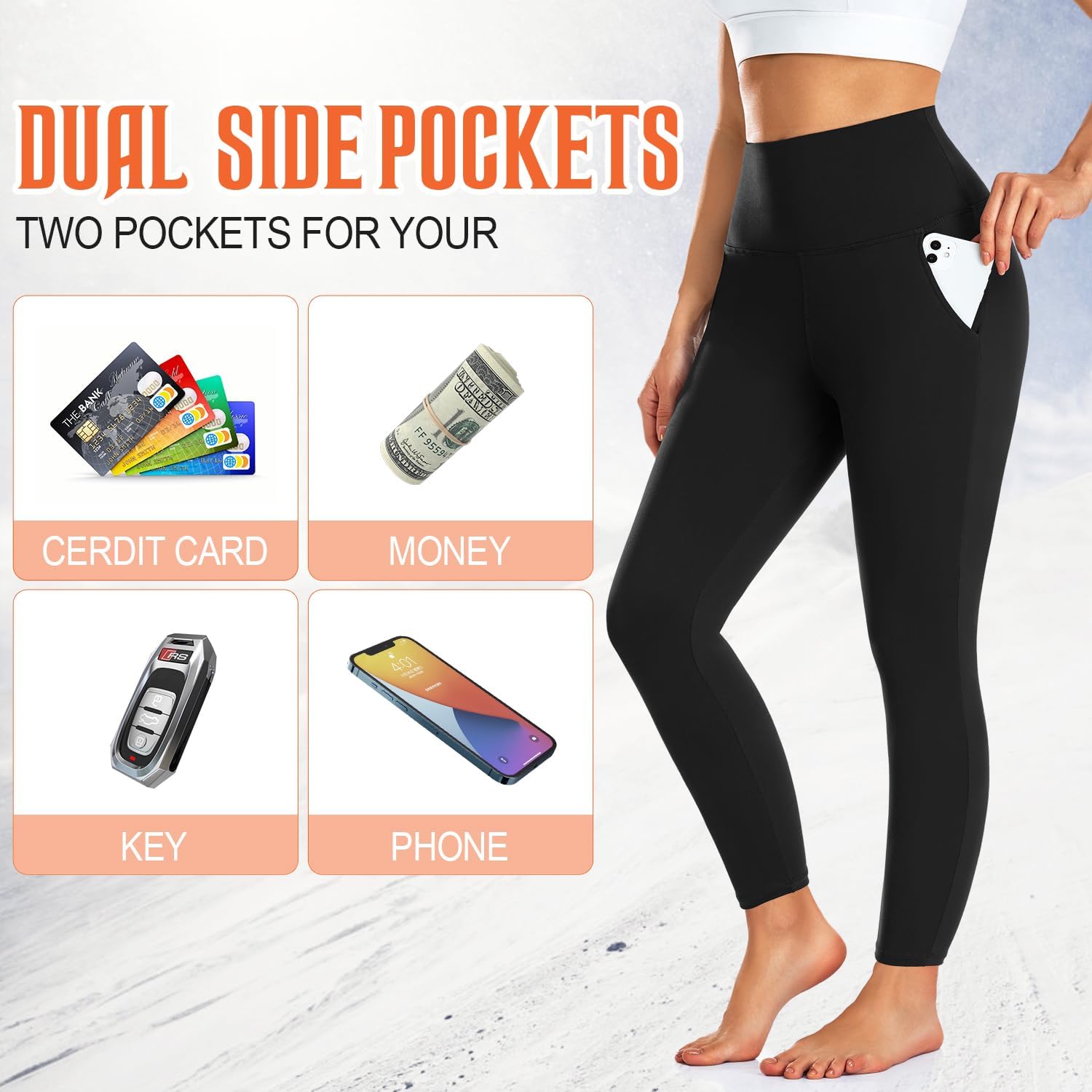 Thumbnail 1 de we fleece Women's Fleece-Lined Leggings, High-Waisted Thermal 3-Pack