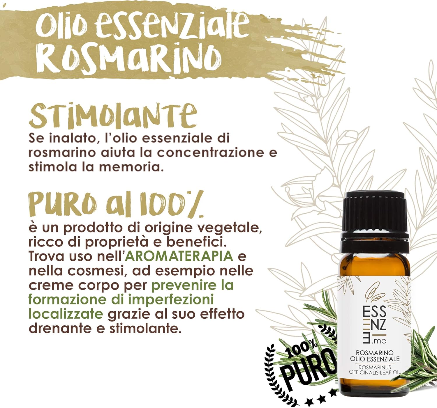Thumbnail 3 de ESSENZE KIT SET 4 Oli Essenziali Purissimi al 100% (Lavanda, Rosmarino, Muschio, Eucalipto) 10 ml